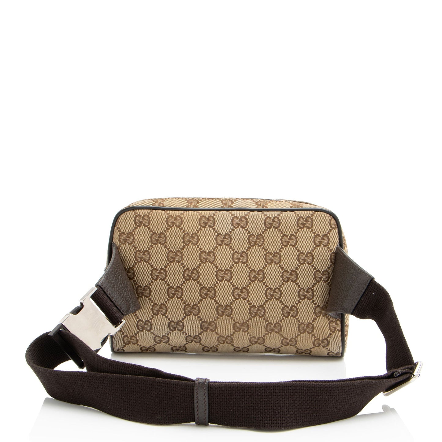 Gucci GG Belt SHF-dE7yox Leather Canvas Nylon Brown Accessory