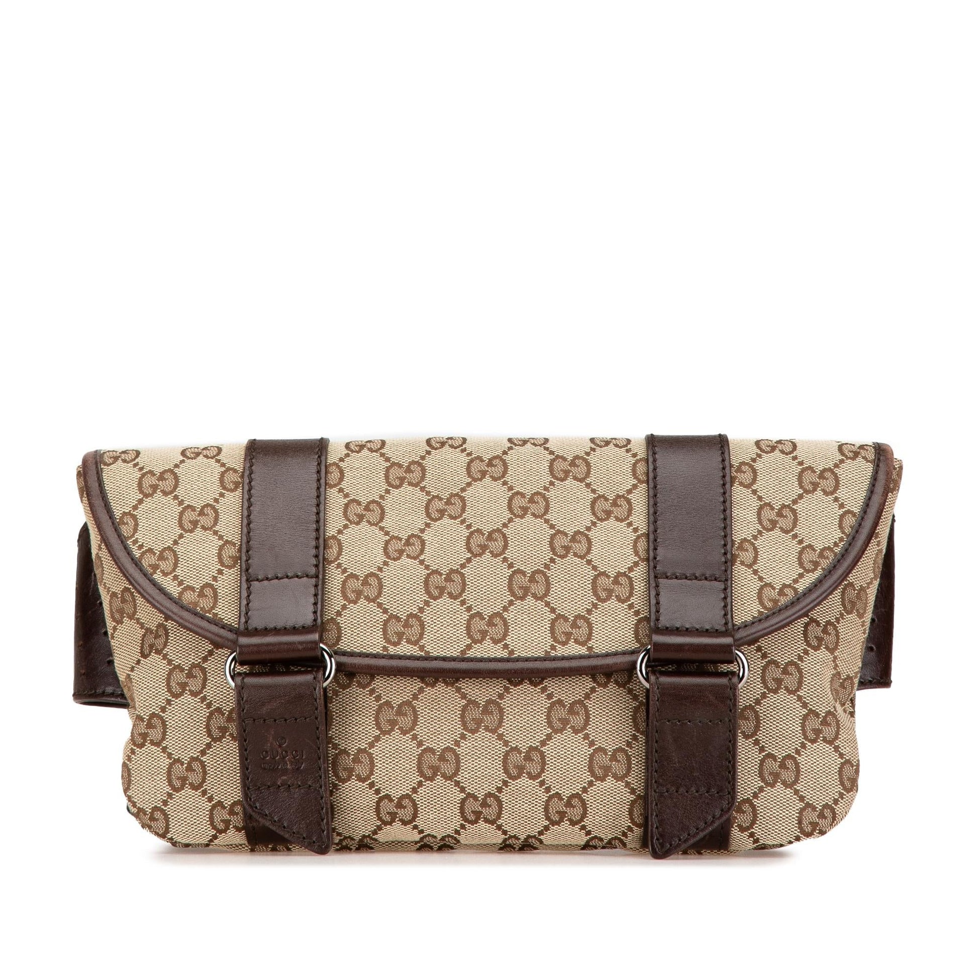 Gucci GG Belt SHG-11BTpY Canvas Calf Brown Accessory