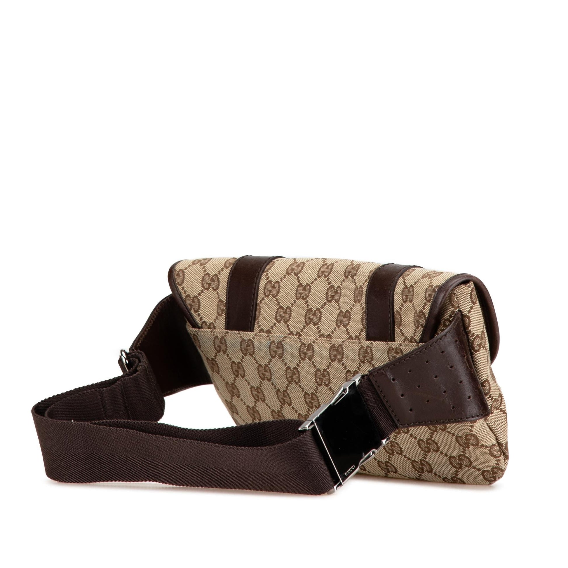 Gucci GG Belt SHG-11BTpY Canvas Calf Brown Accessory