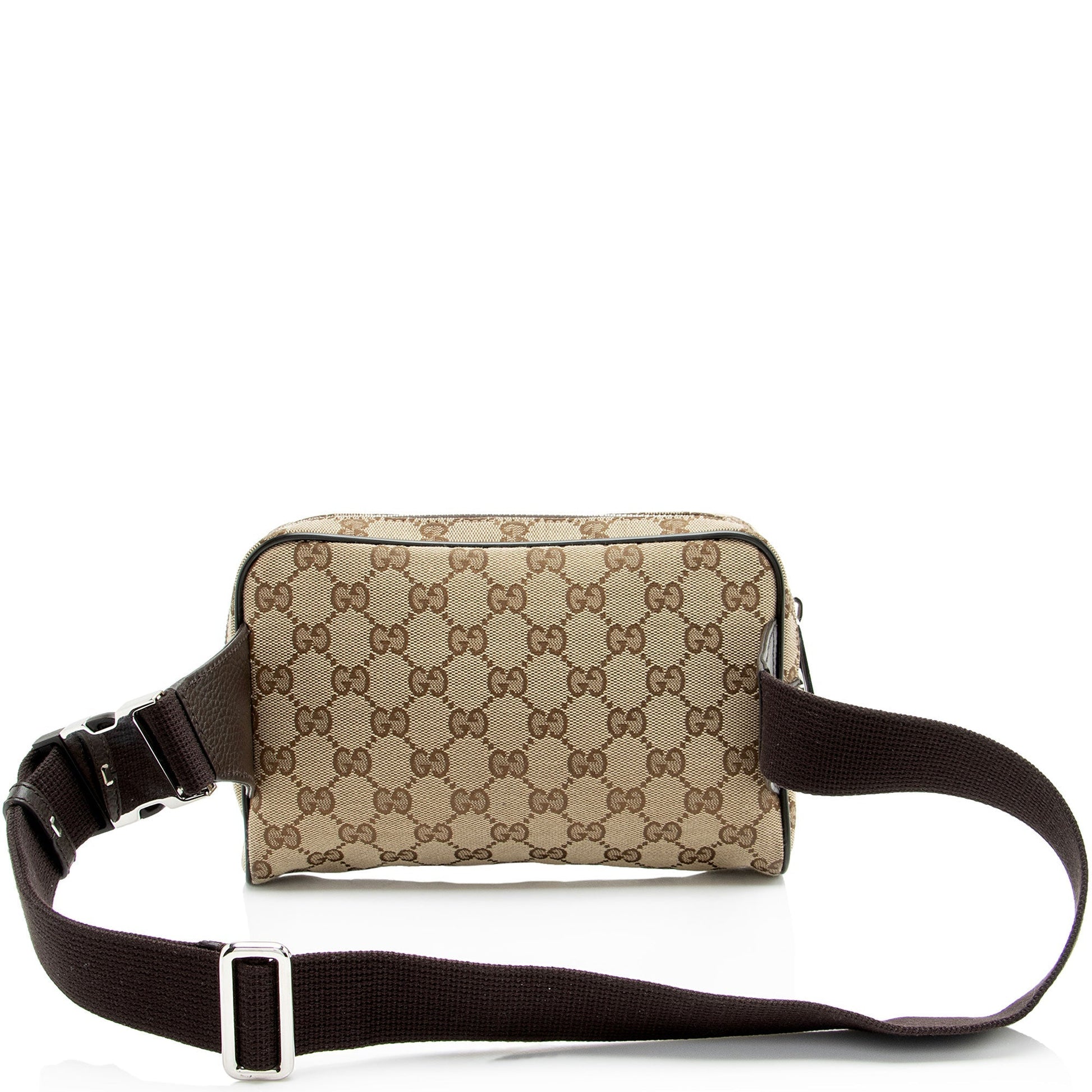 Gucci GG Belt Leather Canvas Nylon Beige Accessory