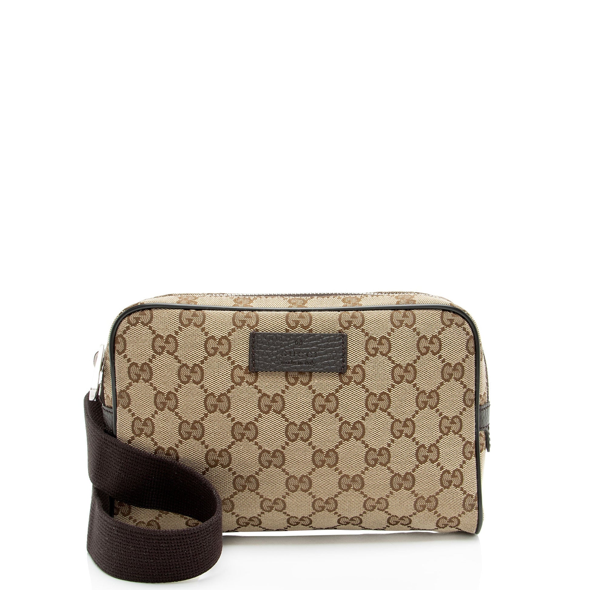 Gucci GG Belt Leather Canvas Nylon Beige Accessory