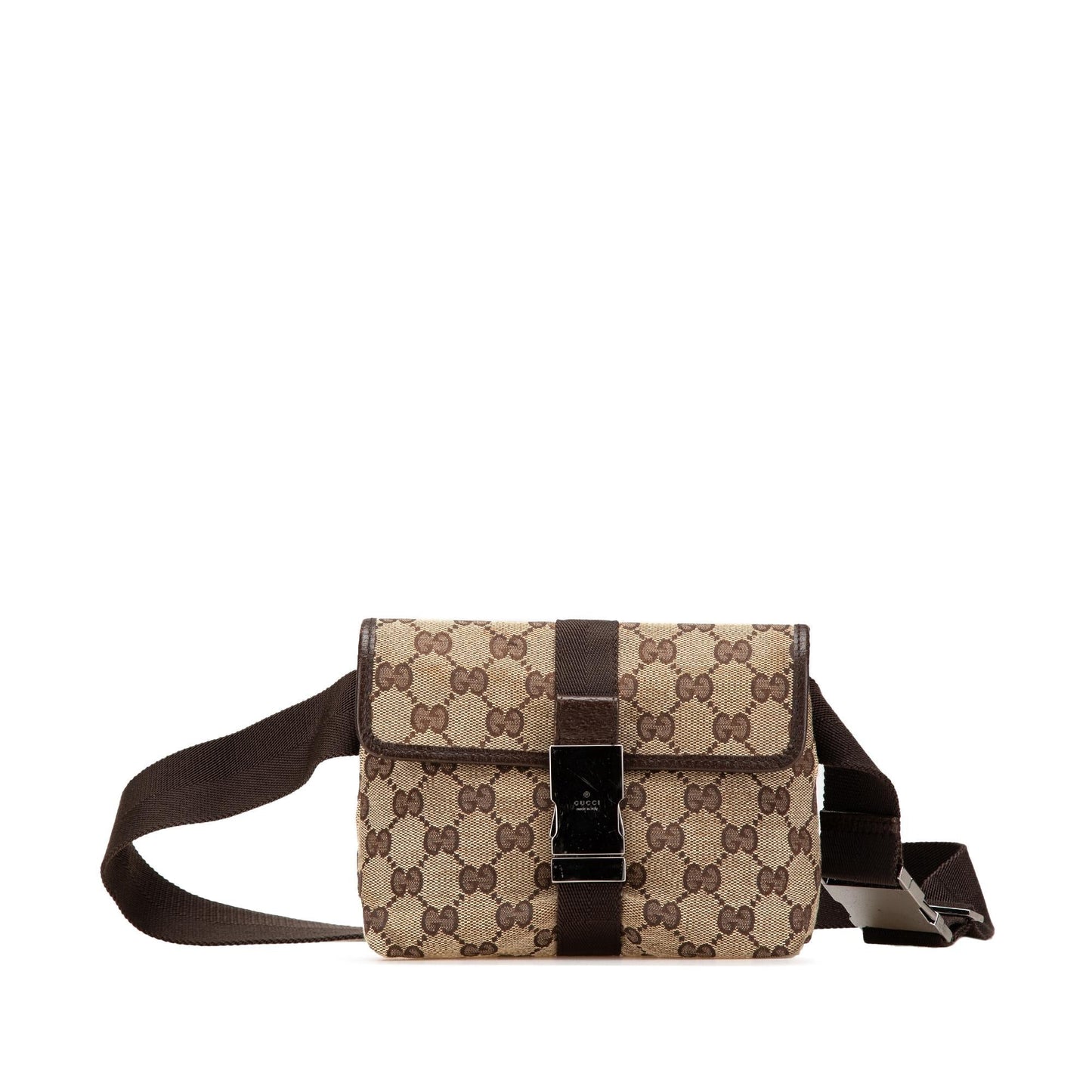 Gucci GG Belt Canvas Calf Brown Accessory