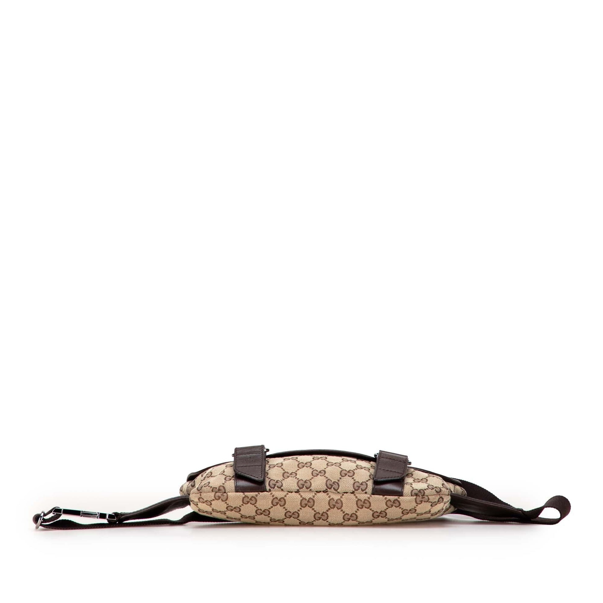 Gucci GG Belt Canvas Calf Brown Accessory Bag 18