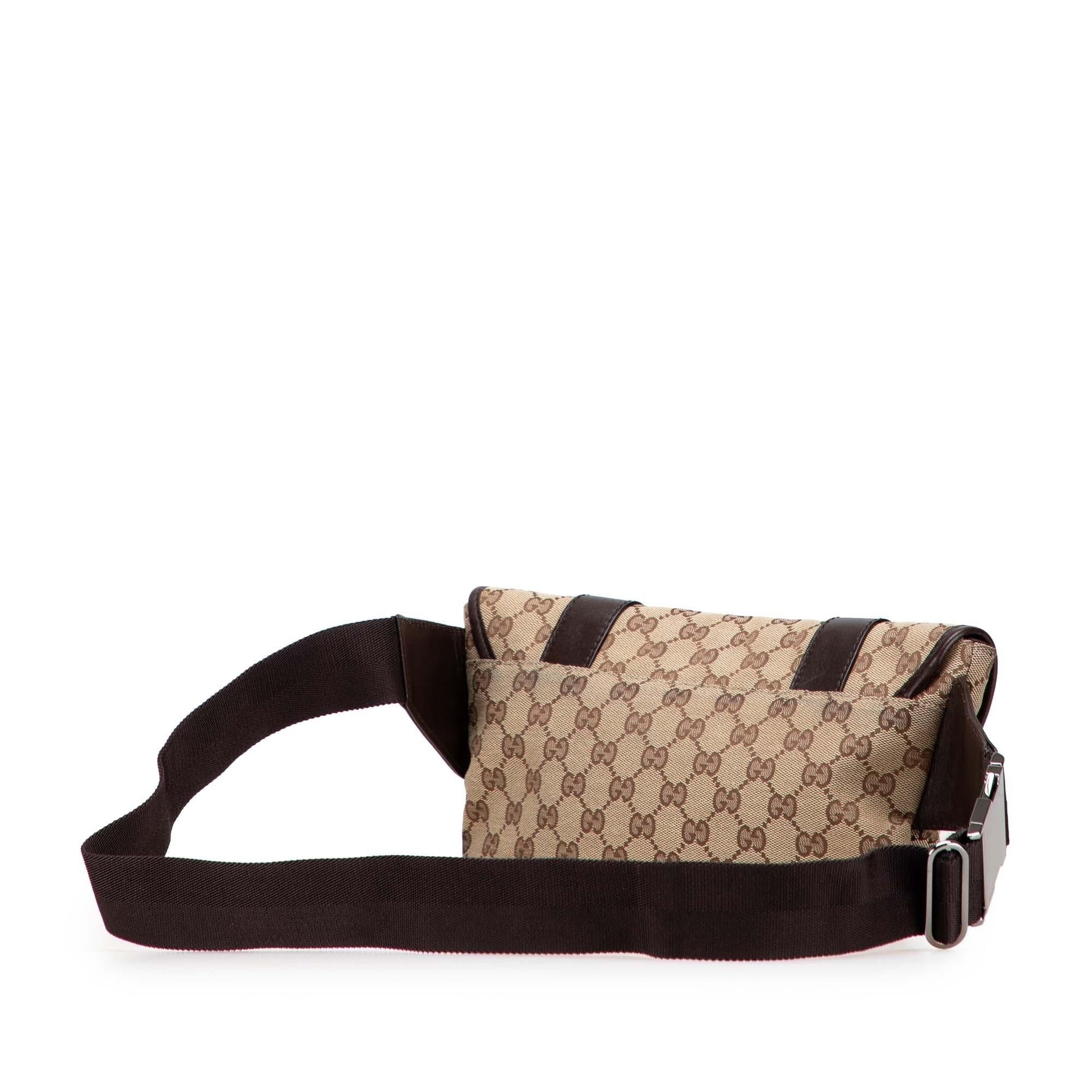Gucci GG Belt Canvas Calf Brown Accessory Bag 18
