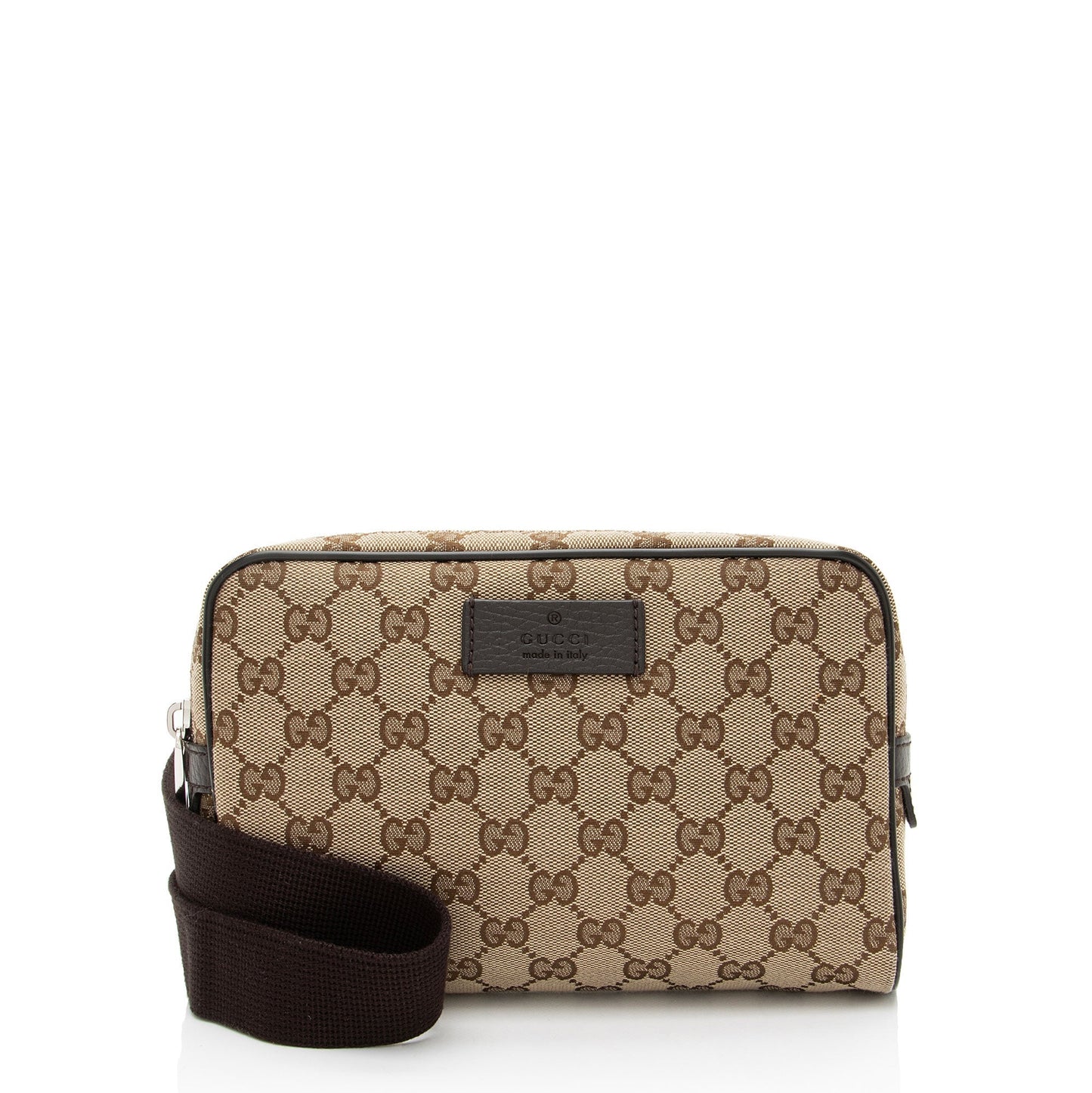 Gucci GG Belt Leather Canvas Nylon Brown Accessory Bag 20