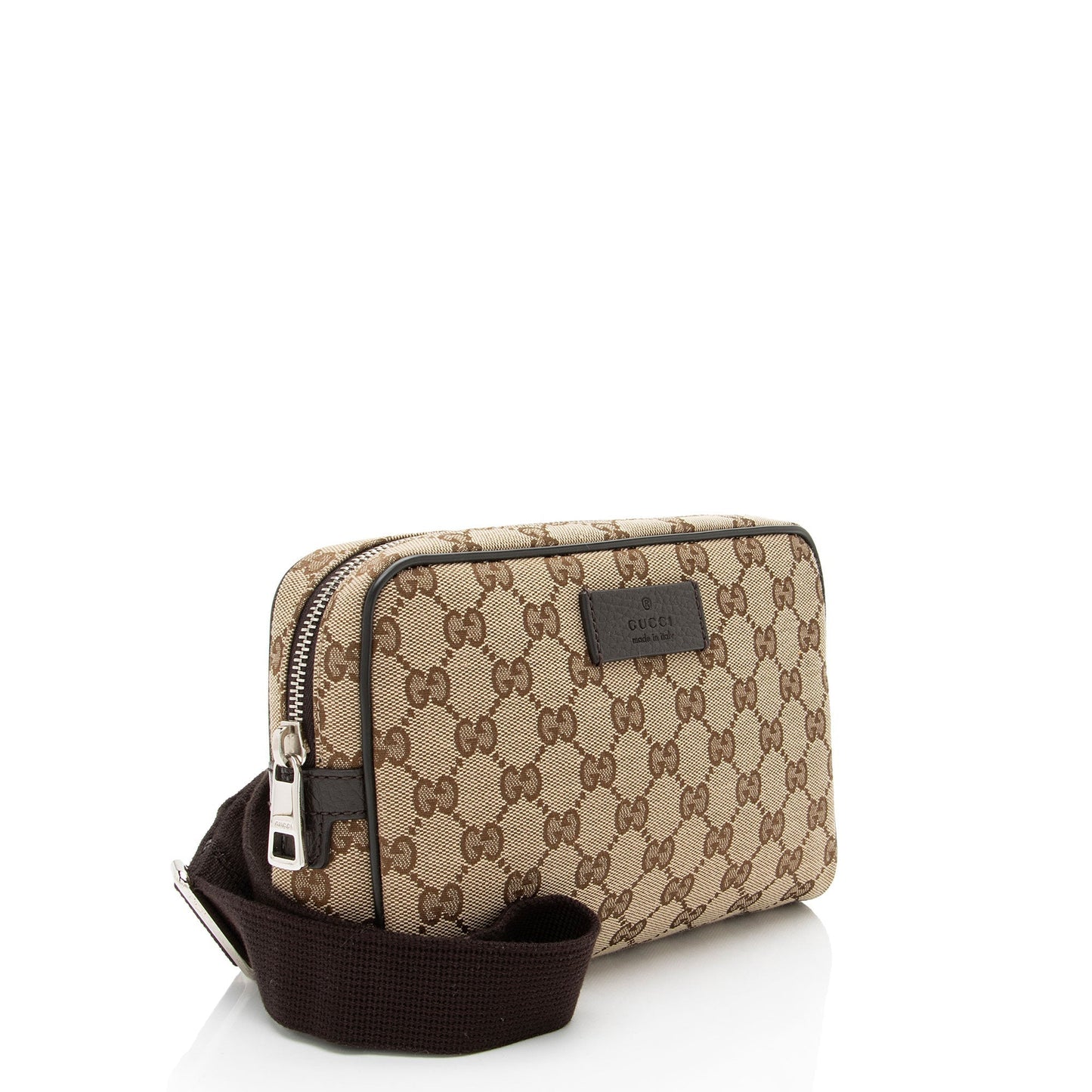 Gucci GG Belt Leather Canvas Nylon Brown Accessory Bag 20