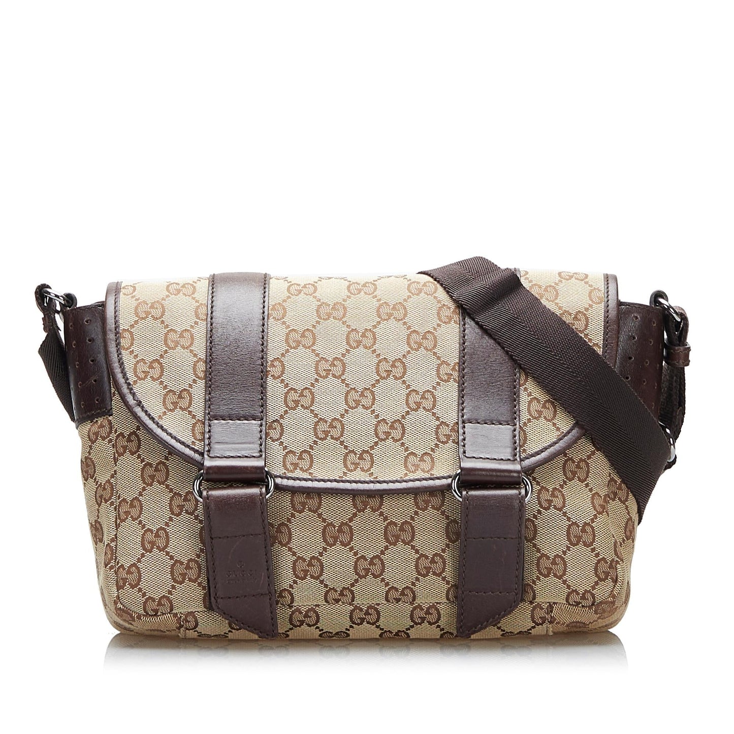 Gucci GG Belt Messenger SHG-ges Y Canvas Brown Flap Accessory