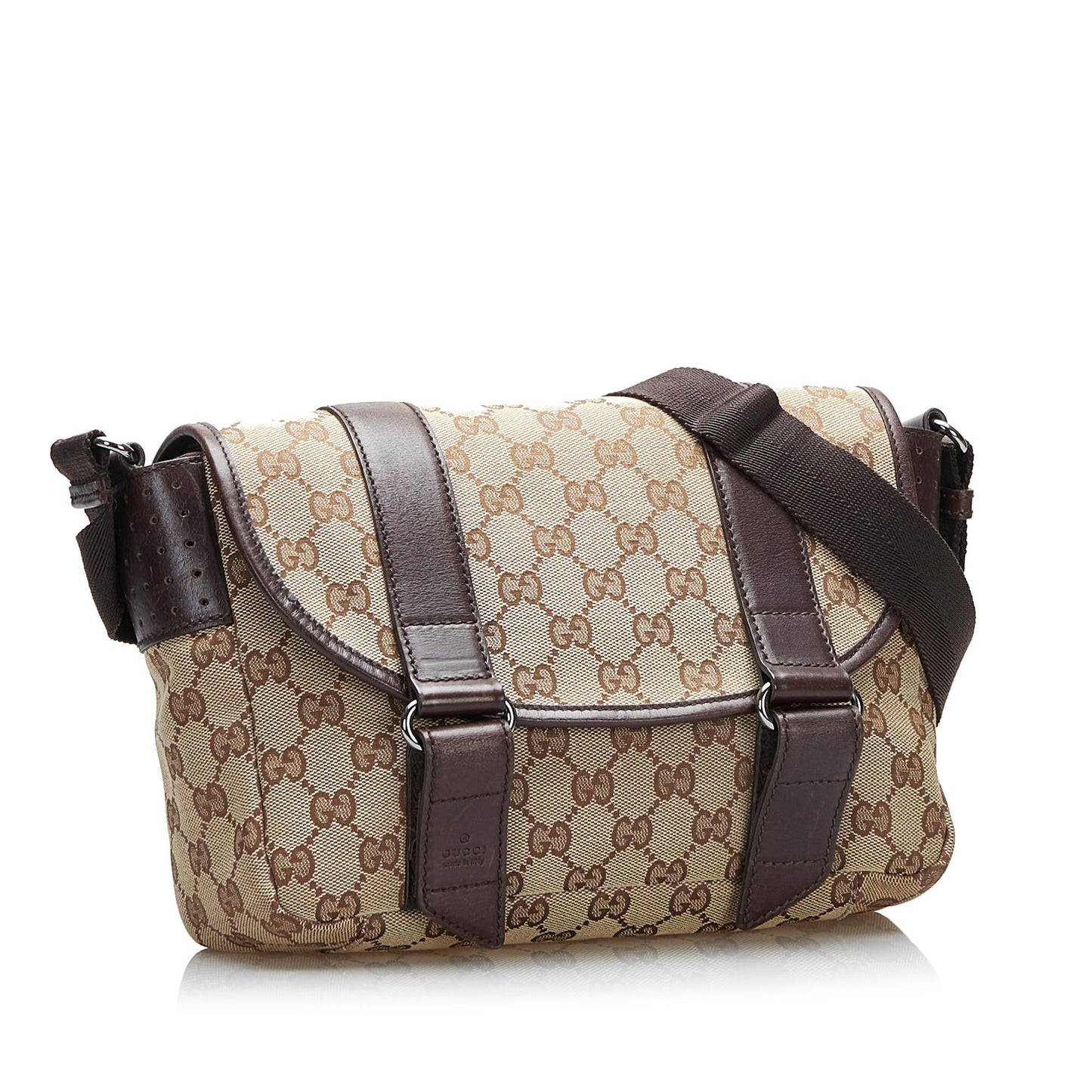 Gucci GG Belt Messenger SHG-ges Y Canvas Brown Flap Accessory