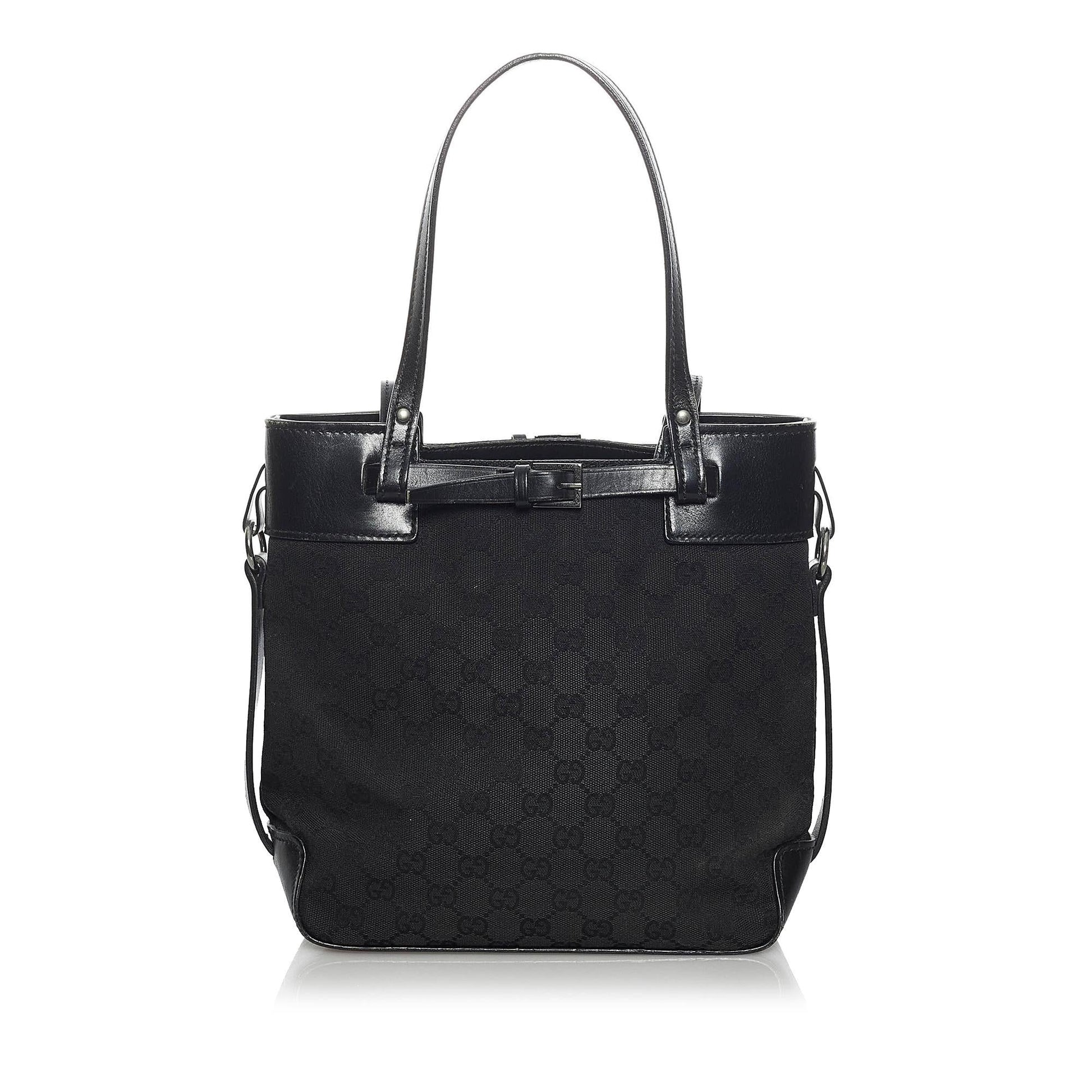 Gucci GG Belt SHG Canvas Calf Black Accessory