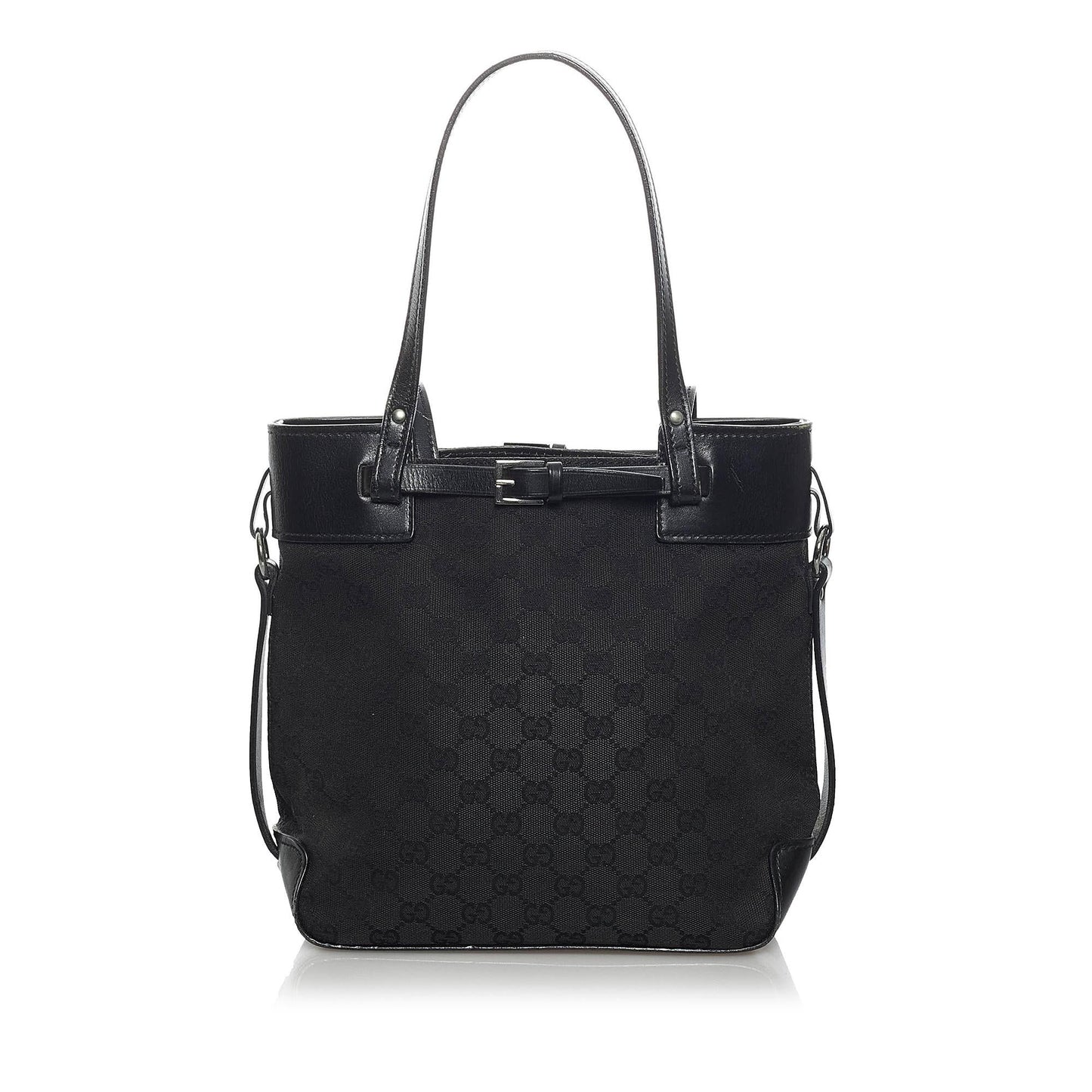 Gucci GG Belt SHG Canvas Calf Black Accessory