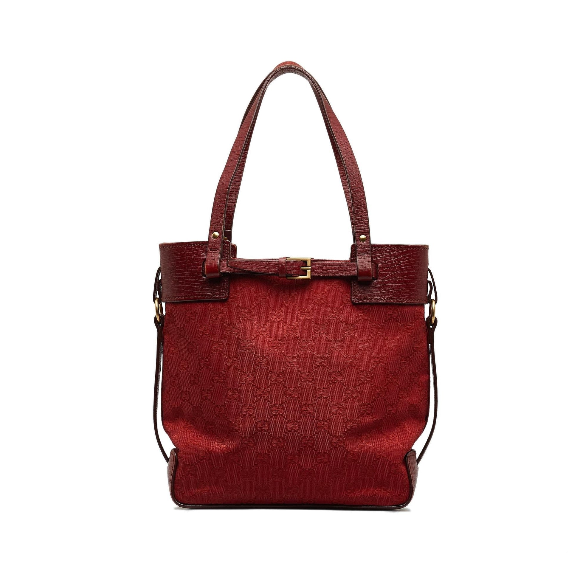 Gucci GG Belt SHG-HTluvU Canvas Calf Red Accessory