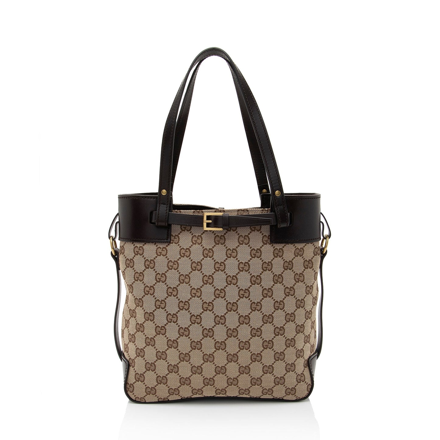 Gucci GG Belted Leather Canvas Brown Beige Accessory