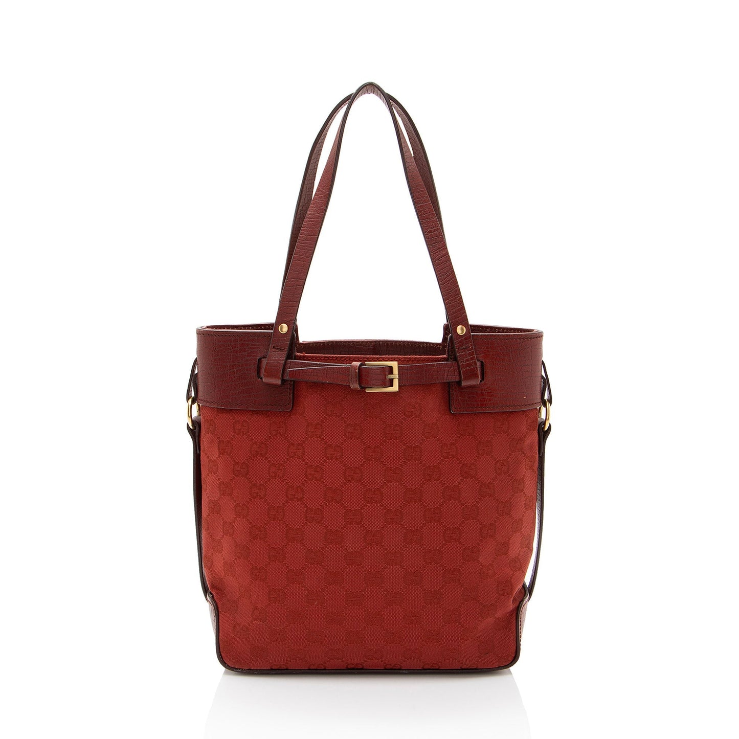 Gucci GG Belted Leather Canvas Red Accessory