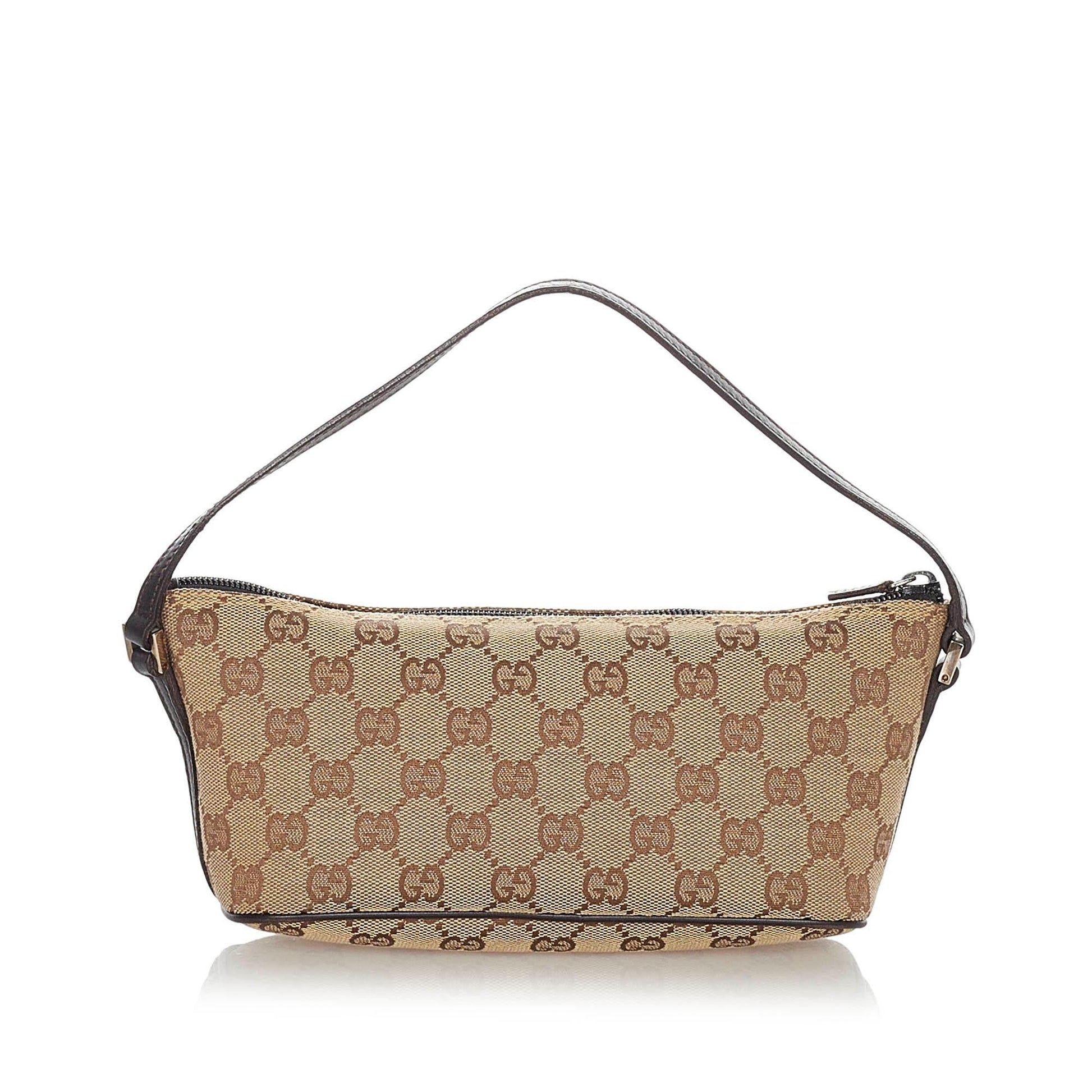 Gucci GG Boat Baguette SHG Canvas Brown Handbag 7