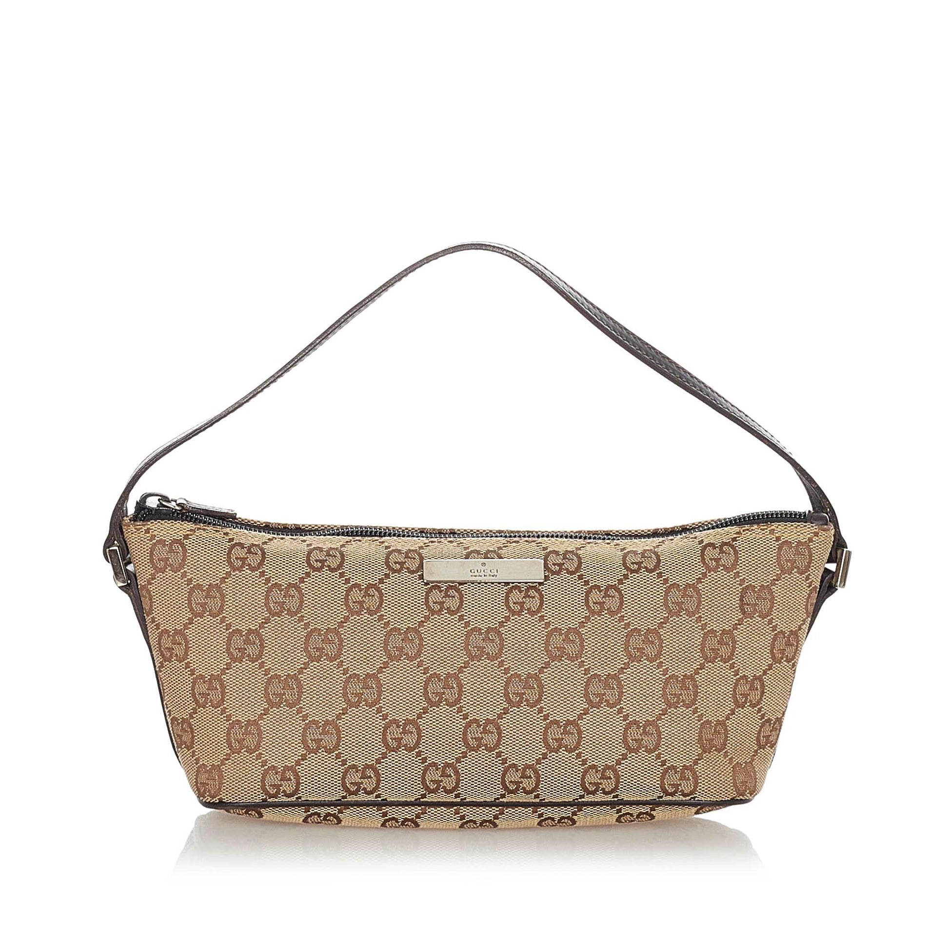 Gucci GG Boat Baguette SHG Canvas Brown Handbag 7