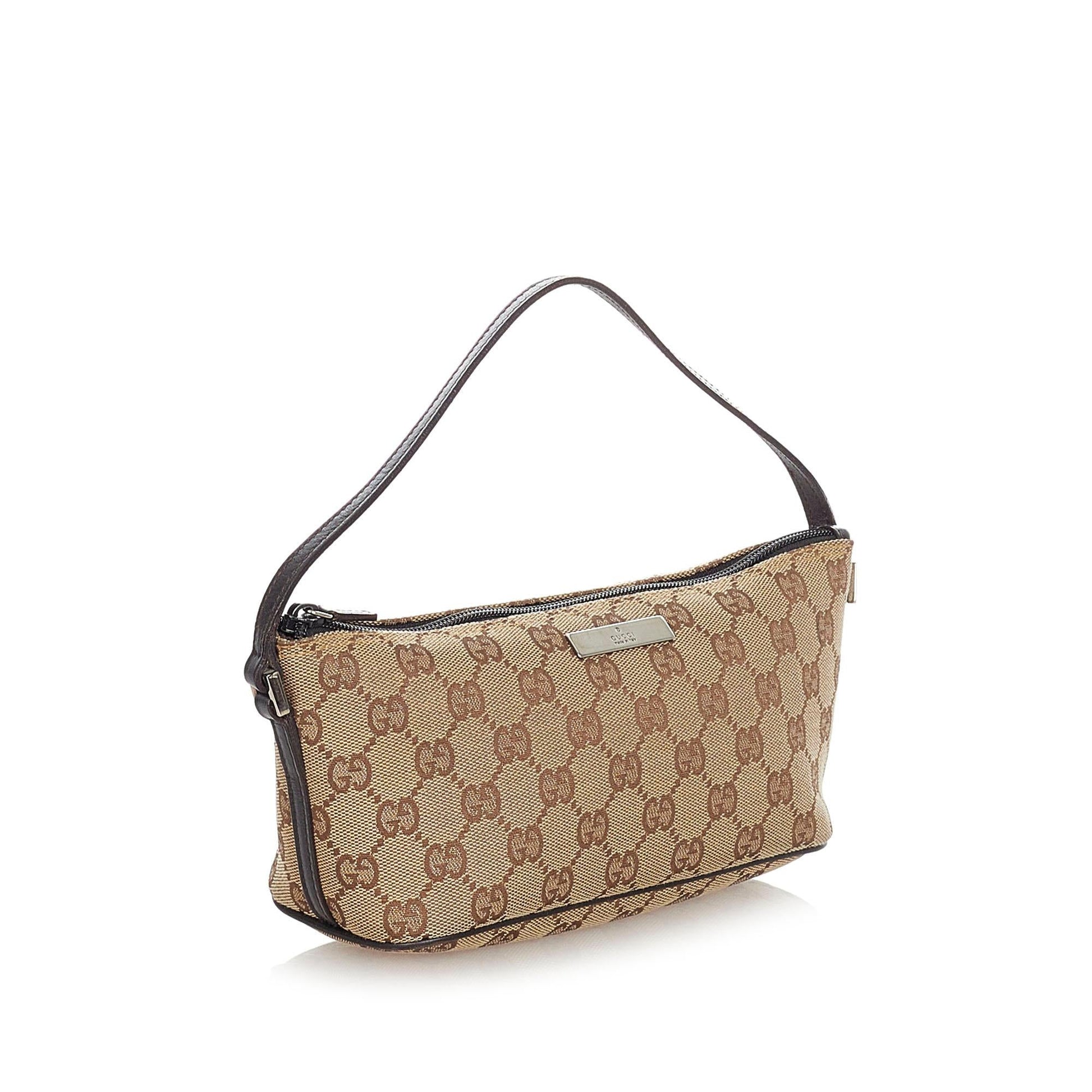 Gucci GG Boat Baguette SHG Canvas Brown Handbag 7