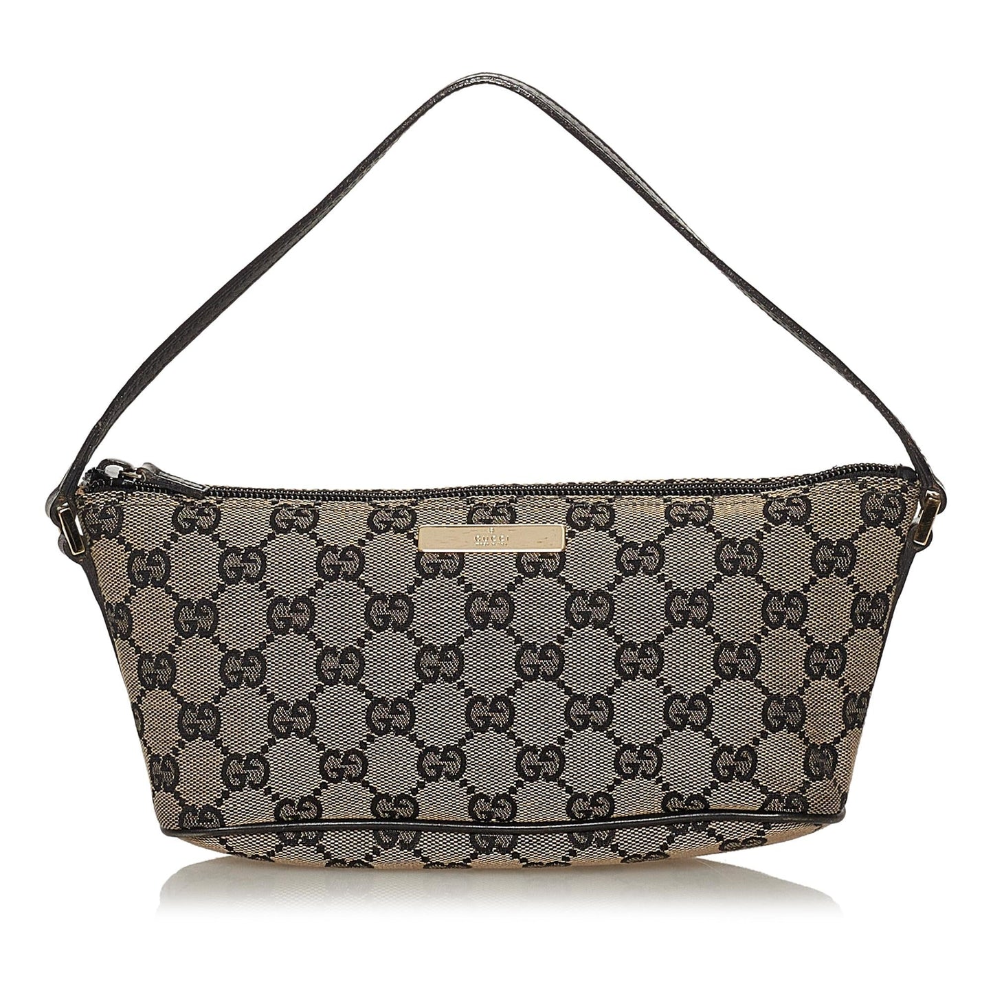 Gucci GG Boat Baguette SHG Canvas Blue Grey Handbag