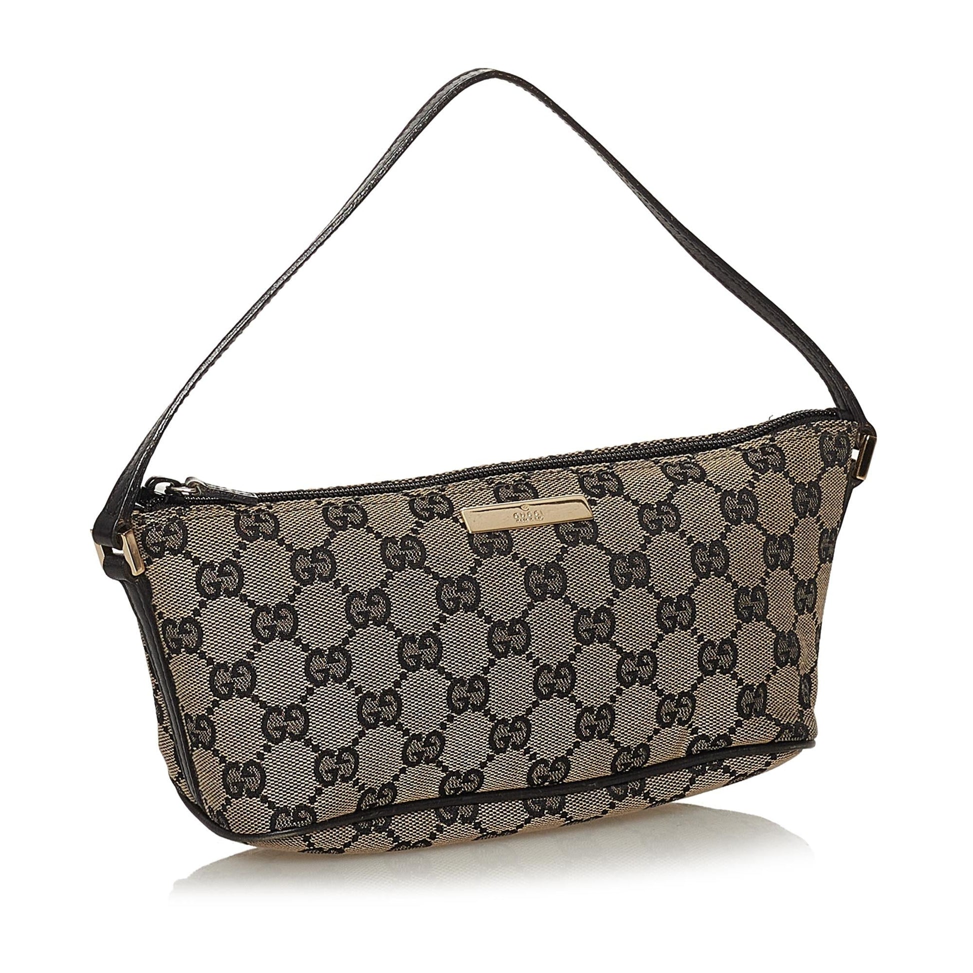 Gucci GG Boat Baguette SHG Canvas Blue Grey Handbag
