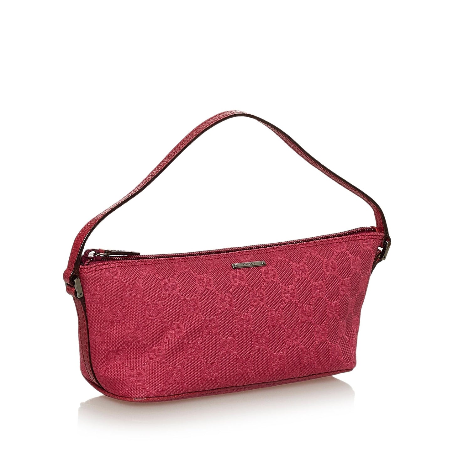 Gucci GG Boat Baguette SHG Canvas Calf Pink Handbag