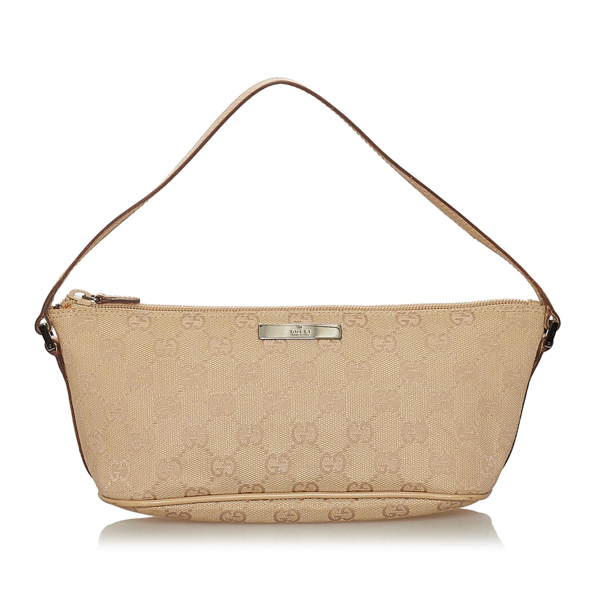 Gucci GG Boat Baguette SHG Canvas Brown Handbag 9