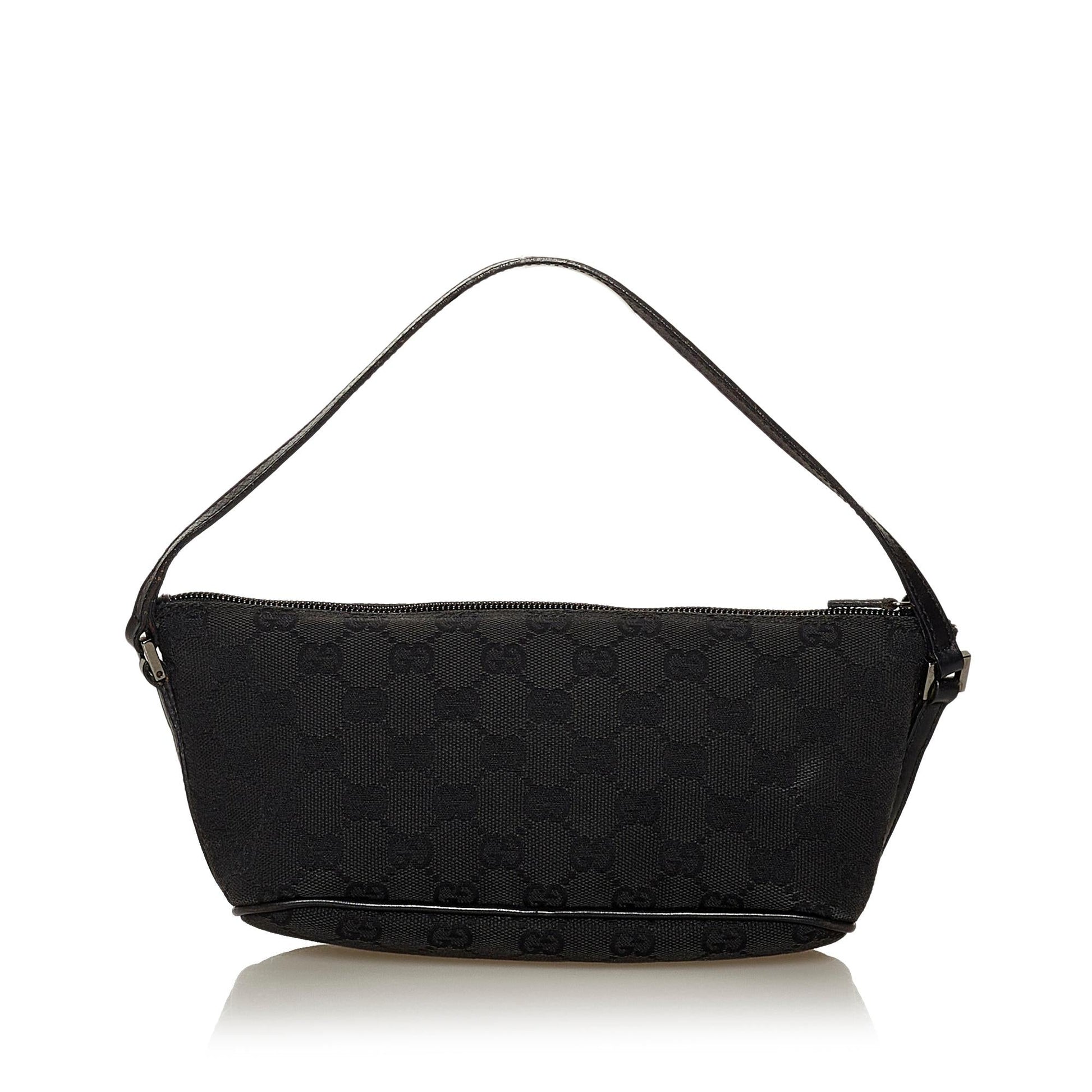Gucci GG Boat Baguette SHG Canvas Black Handbag 8