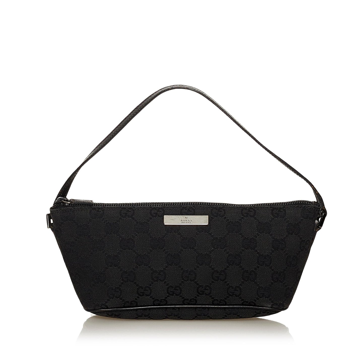 Gucci GG Boat Baguette SHG Canvas Black Handbag 8