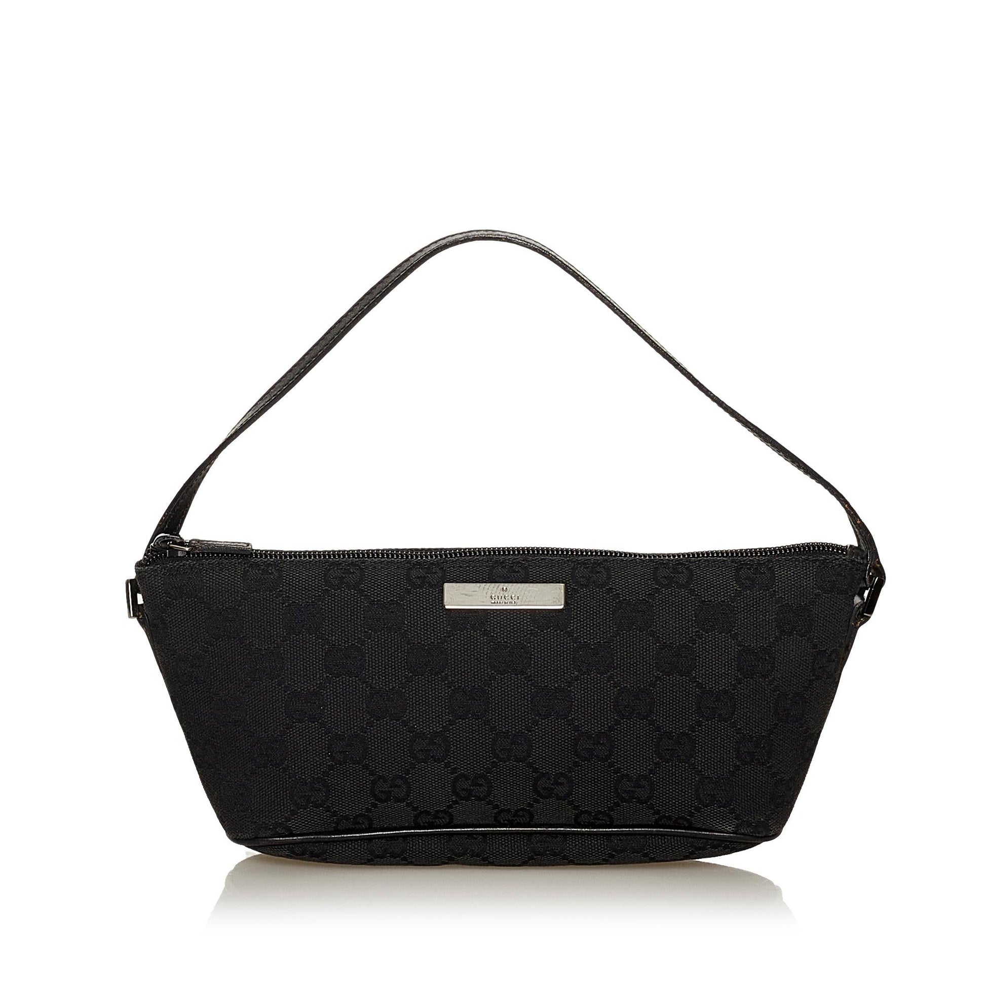 Gucci GG Boat Baguette SHG Canvas Black Handbag 8