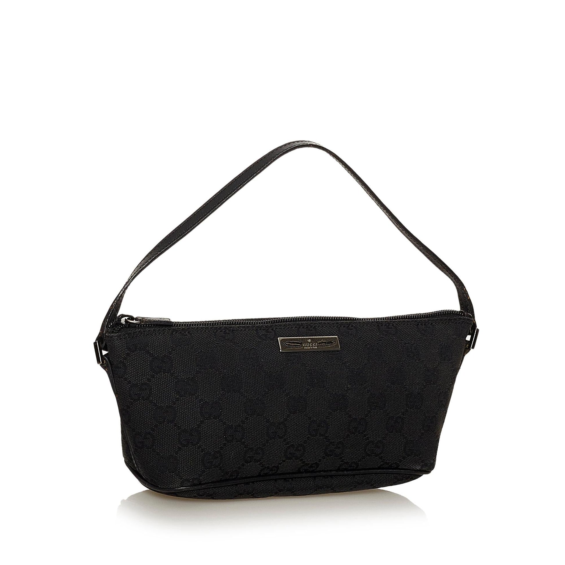 Gucci GG Boat Baguette SHG Canvas Black Handbag 8