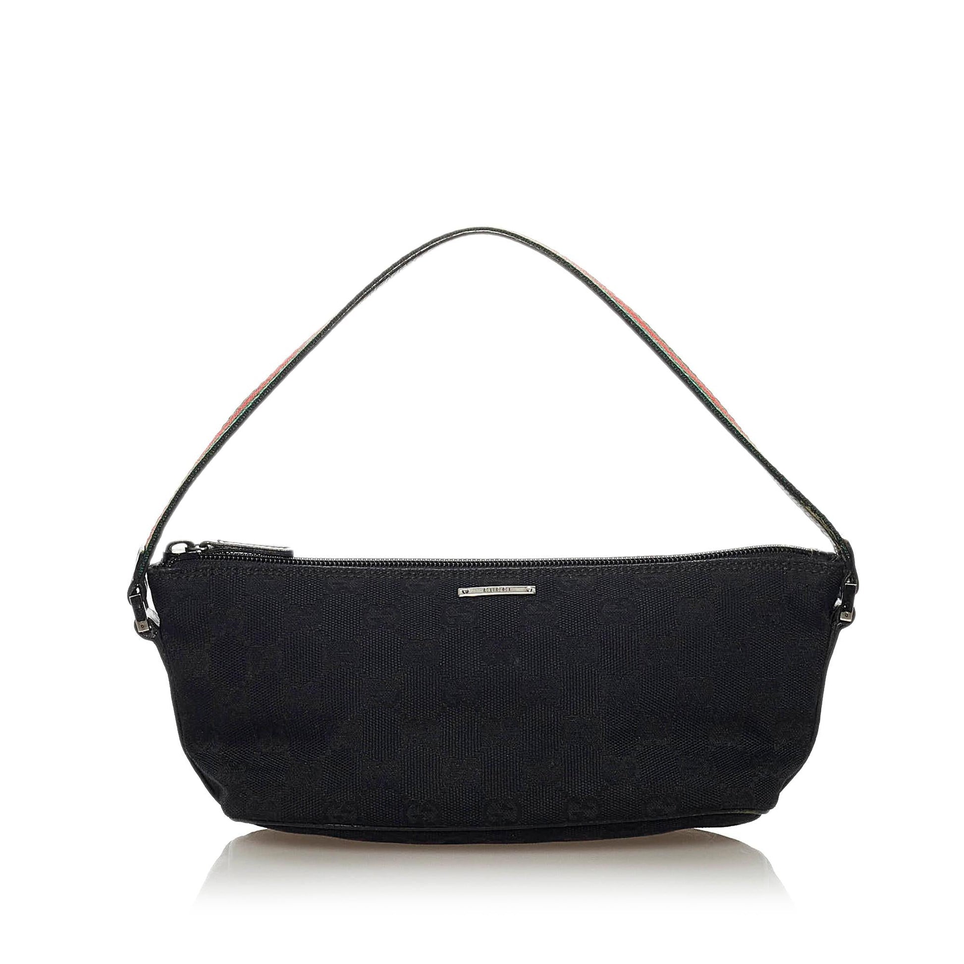 Gucci GG Boat Baguette SHG Canvas Black Handbag 9