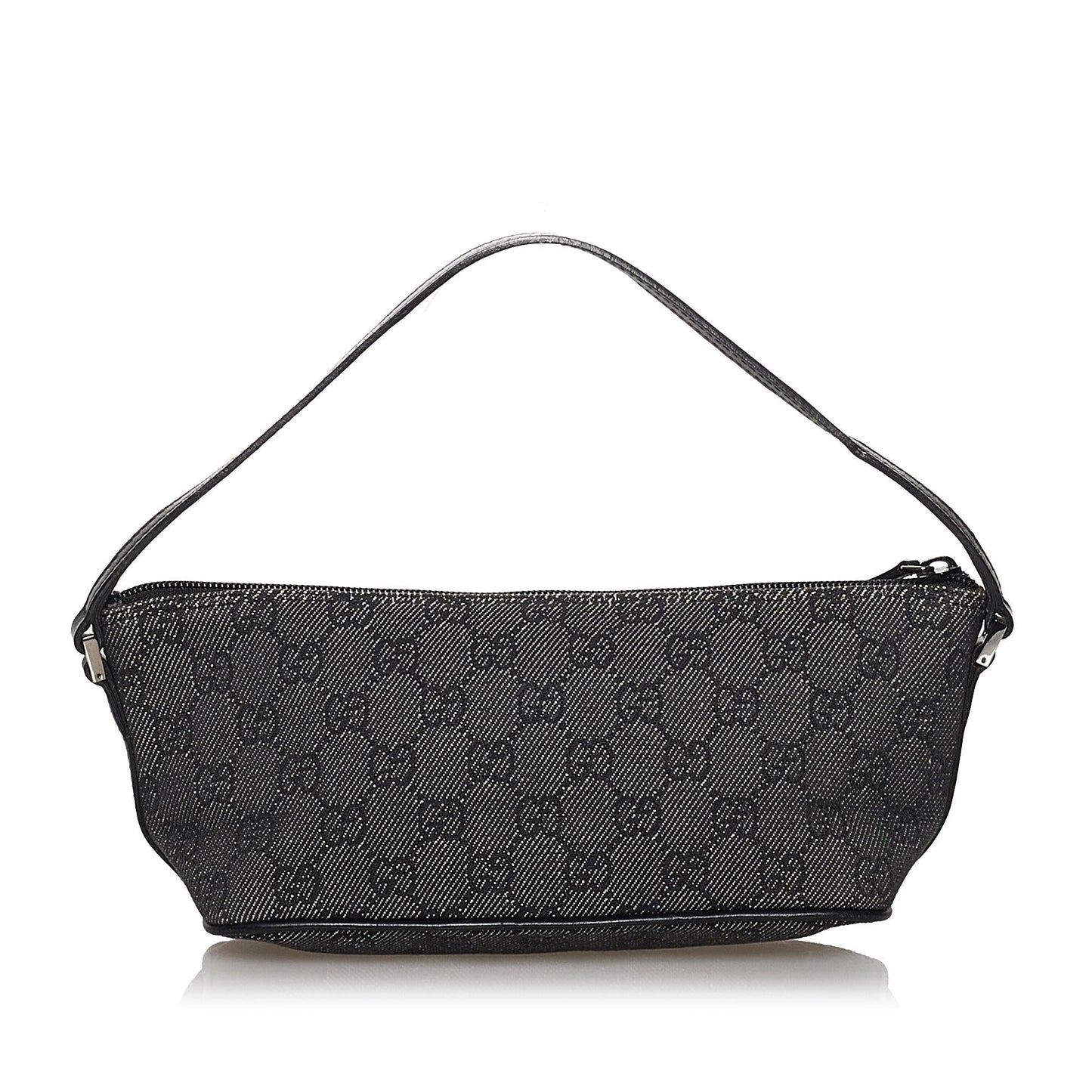 Gucci GG Boat Baguette SHG Canvas Calf Black Handbag 3