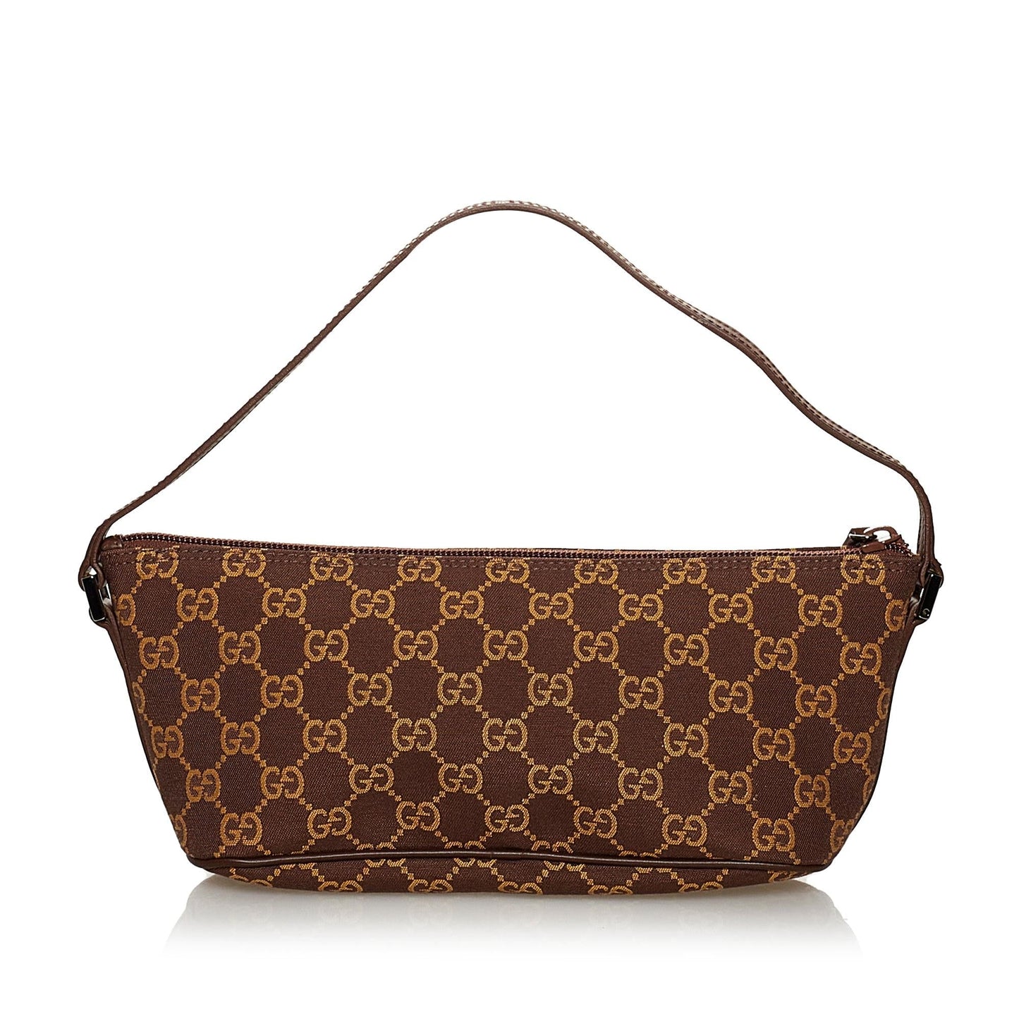 Gucci GG Boat Baguette SHG Canvas Brown Handbag 10