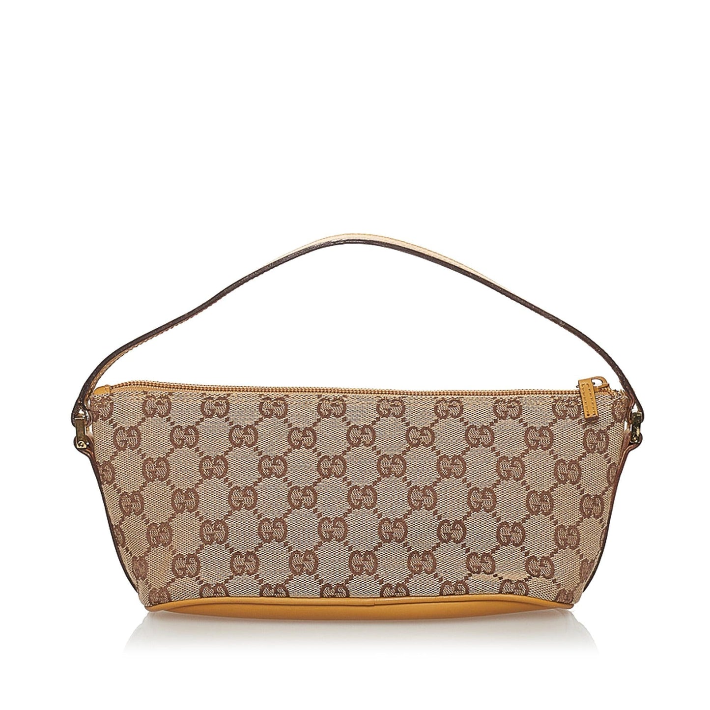 Gucci GG Boat Baguette SHG Canvas Brown Handbag 12