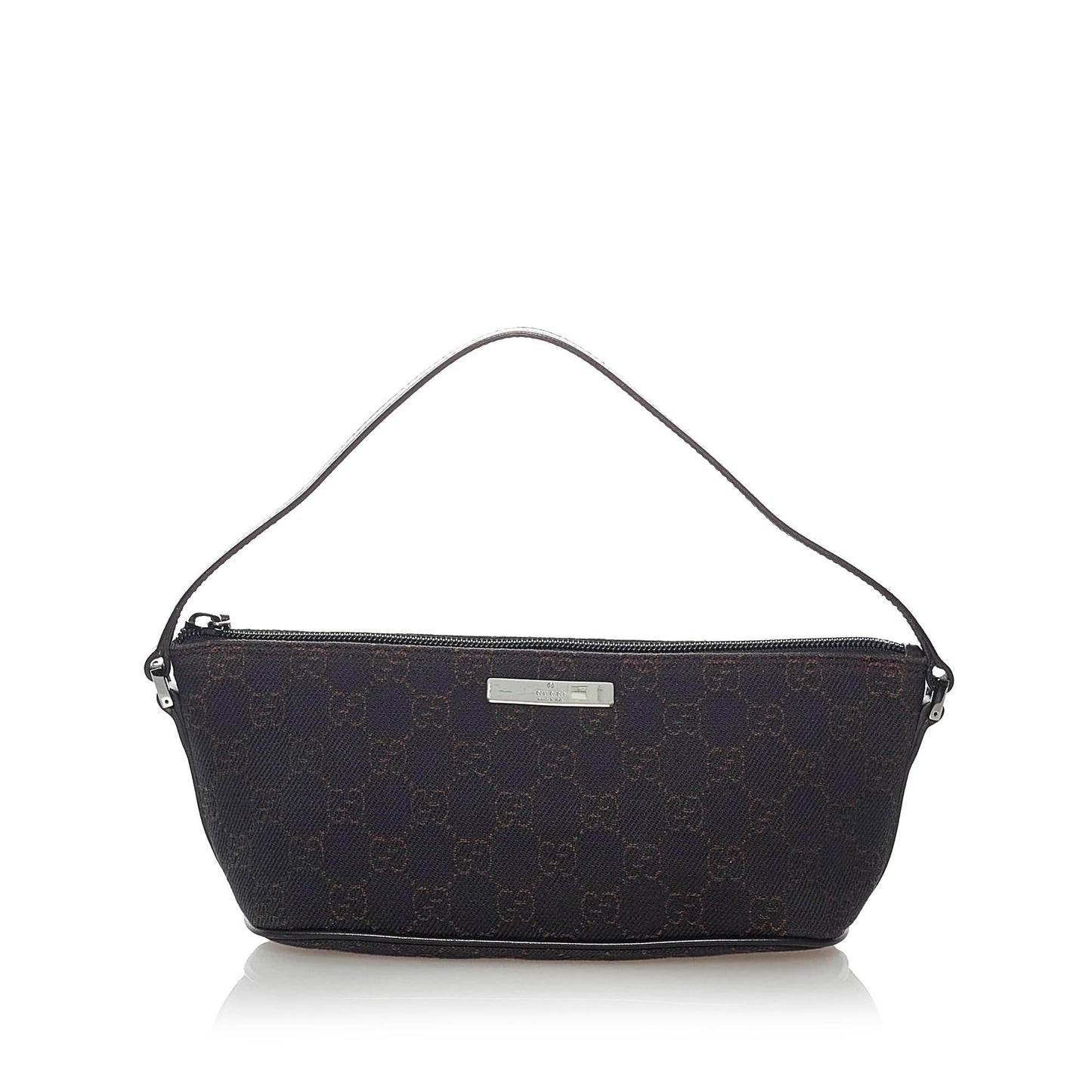 Gucci GG Boat Baguette SHG Canvas Brown Handbag 13