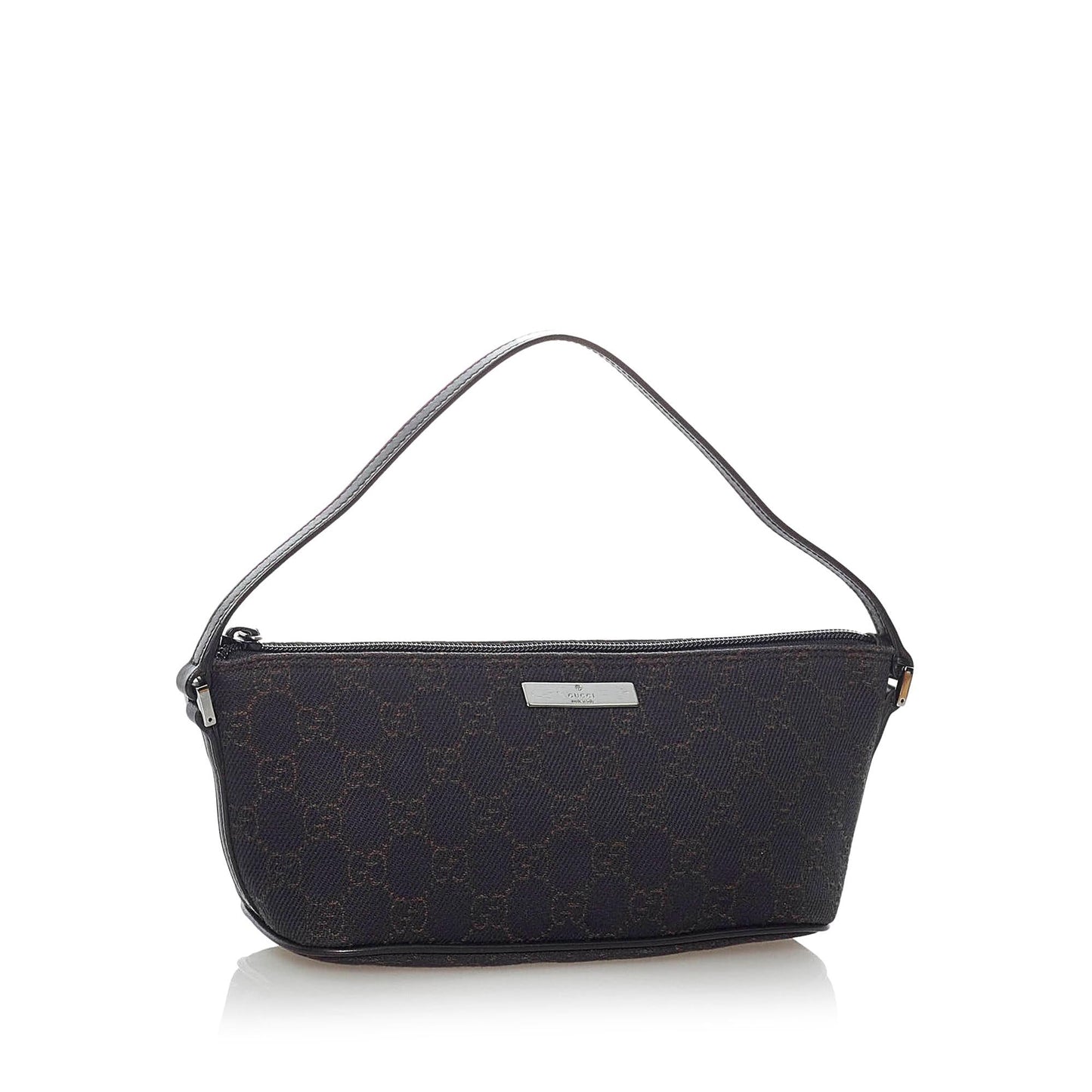 Gucci GG Boat Baguette SHG Canvas Brown Handbag 13