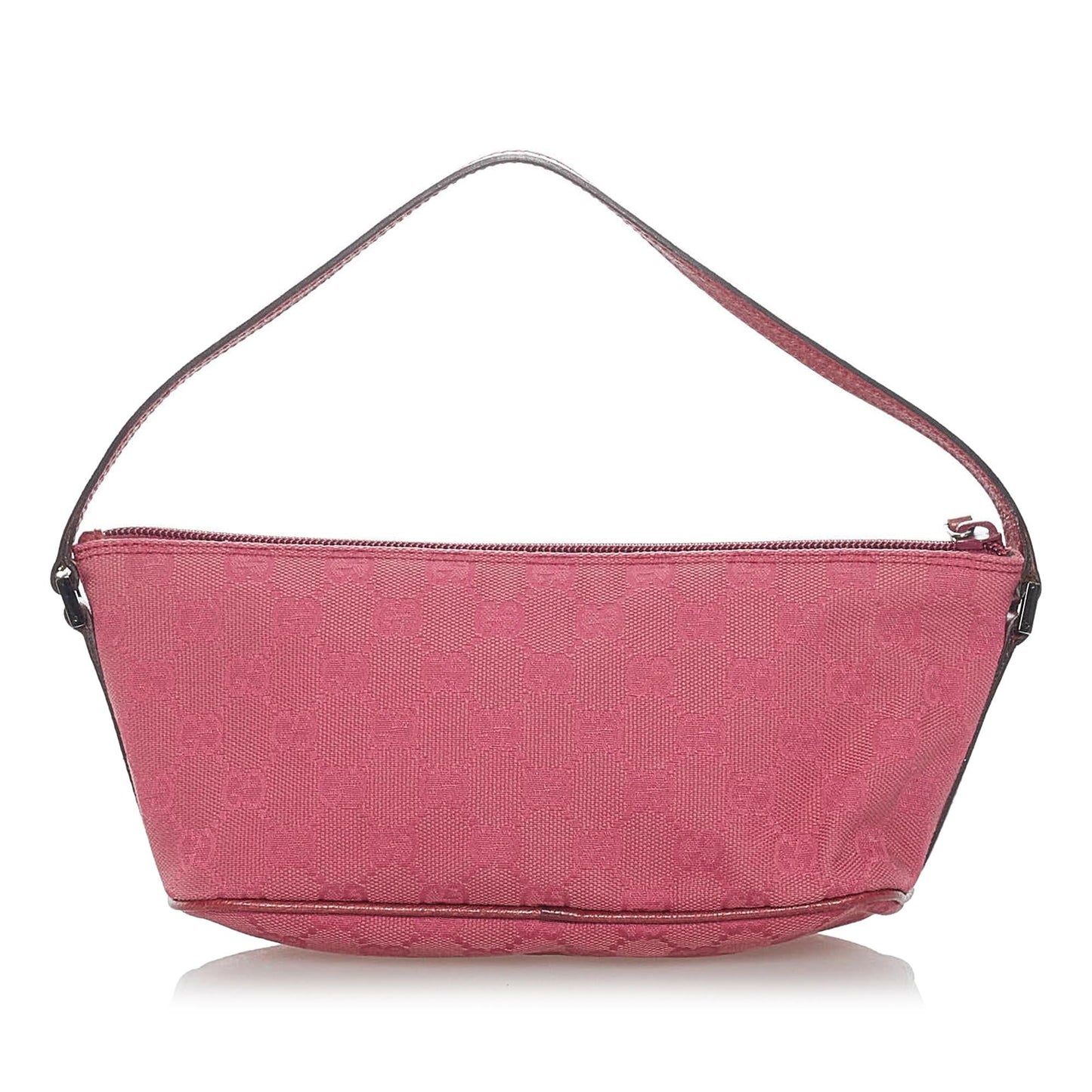 Gucci GG Boat Baguette SHG Canvas Pink Handbag Baguette Shg