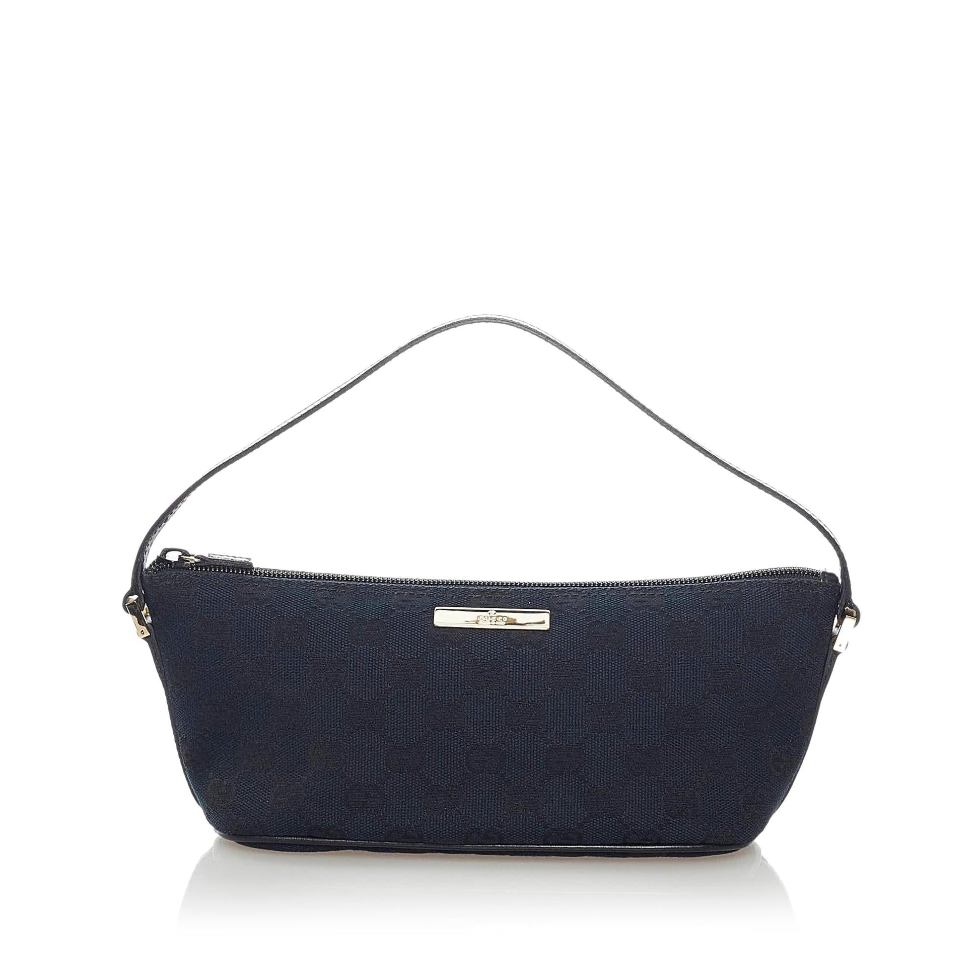 Gucci GG Boat Baguette SHG Canvas Calf Black Handbag 4
