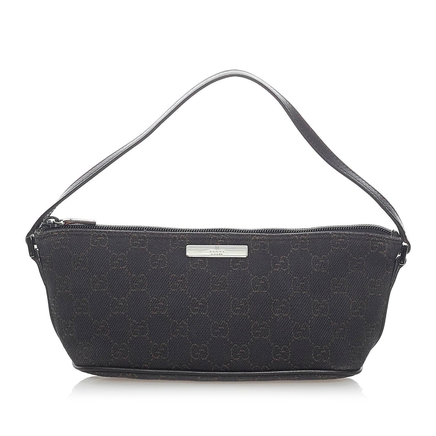 Gucci GG Boat Baguette SHG Canvas Black Handbag 11
