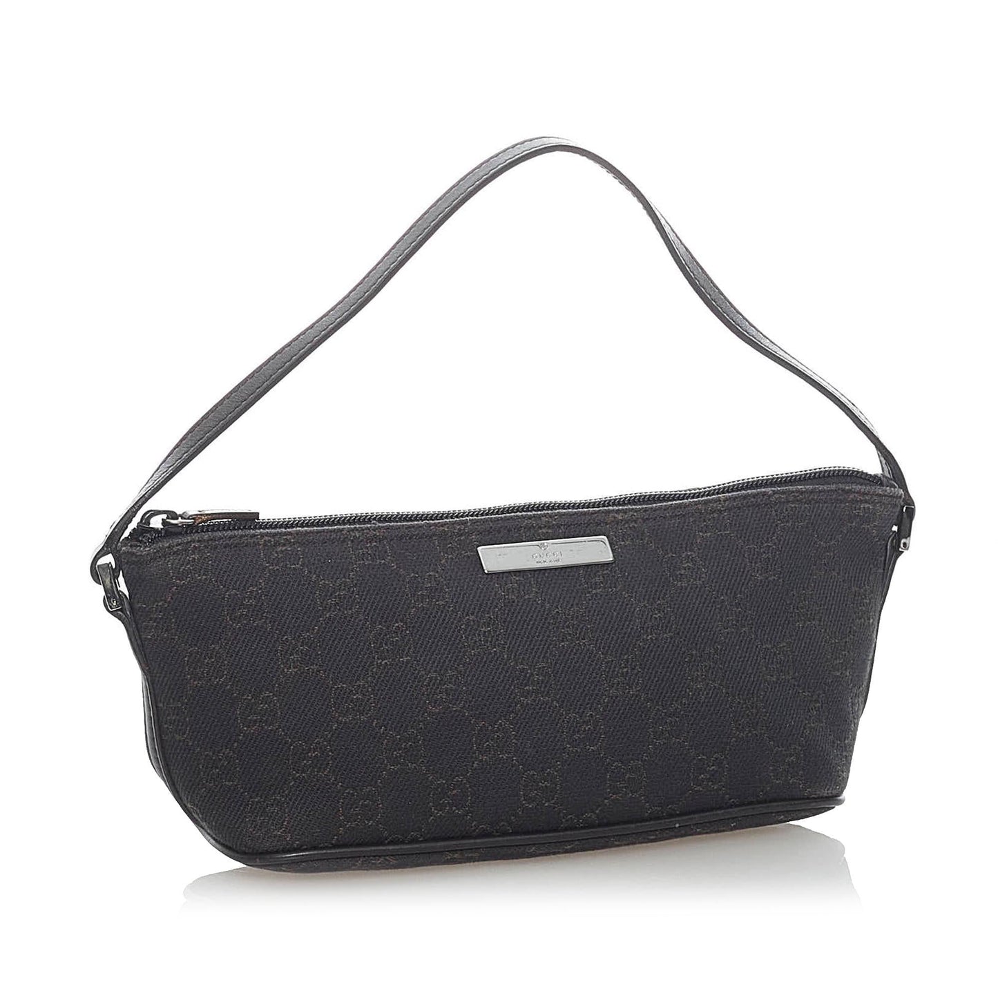Gucci GG Boat Baguette SHG Canvas Black Handbag 11