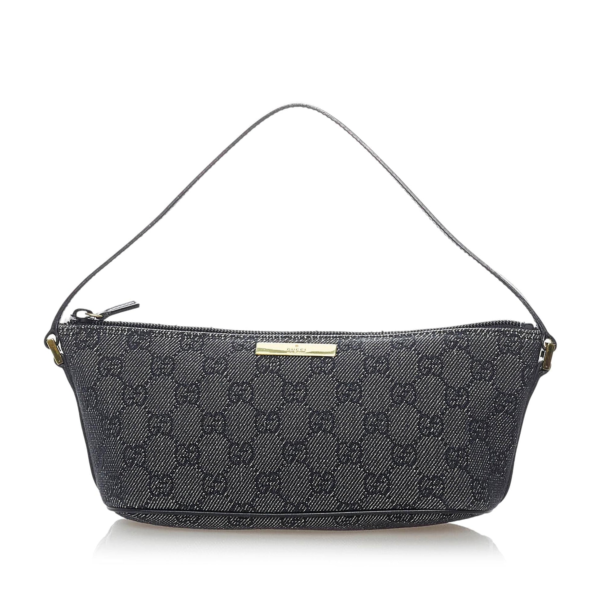 Gucci GG Boat Baguette SHG Canvas Grey Handbag