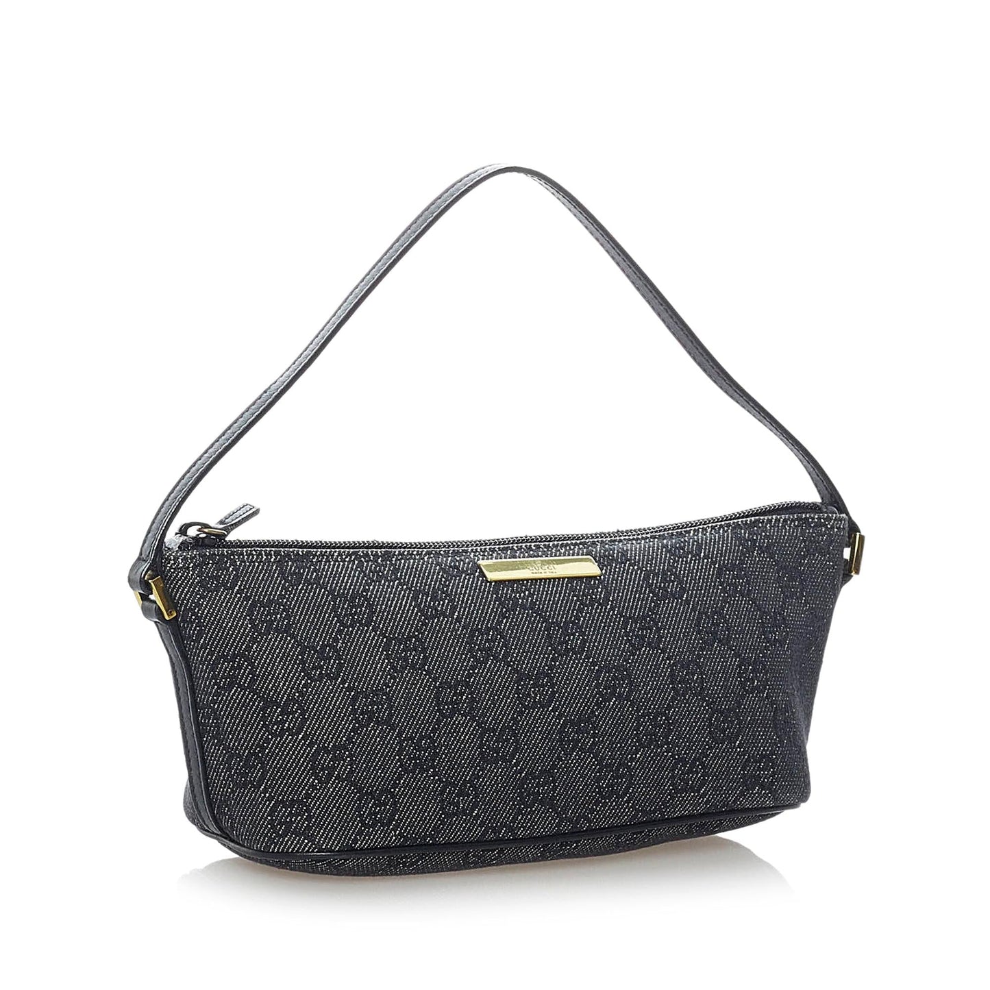 Gucci GG Boat Baguette SHG Canvas Grey Handbag