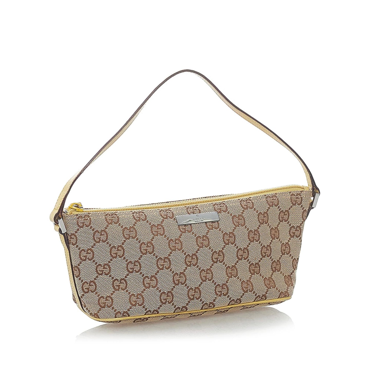 Gucci GG Boat Baguette SHG Canvas Brown Handbag 14