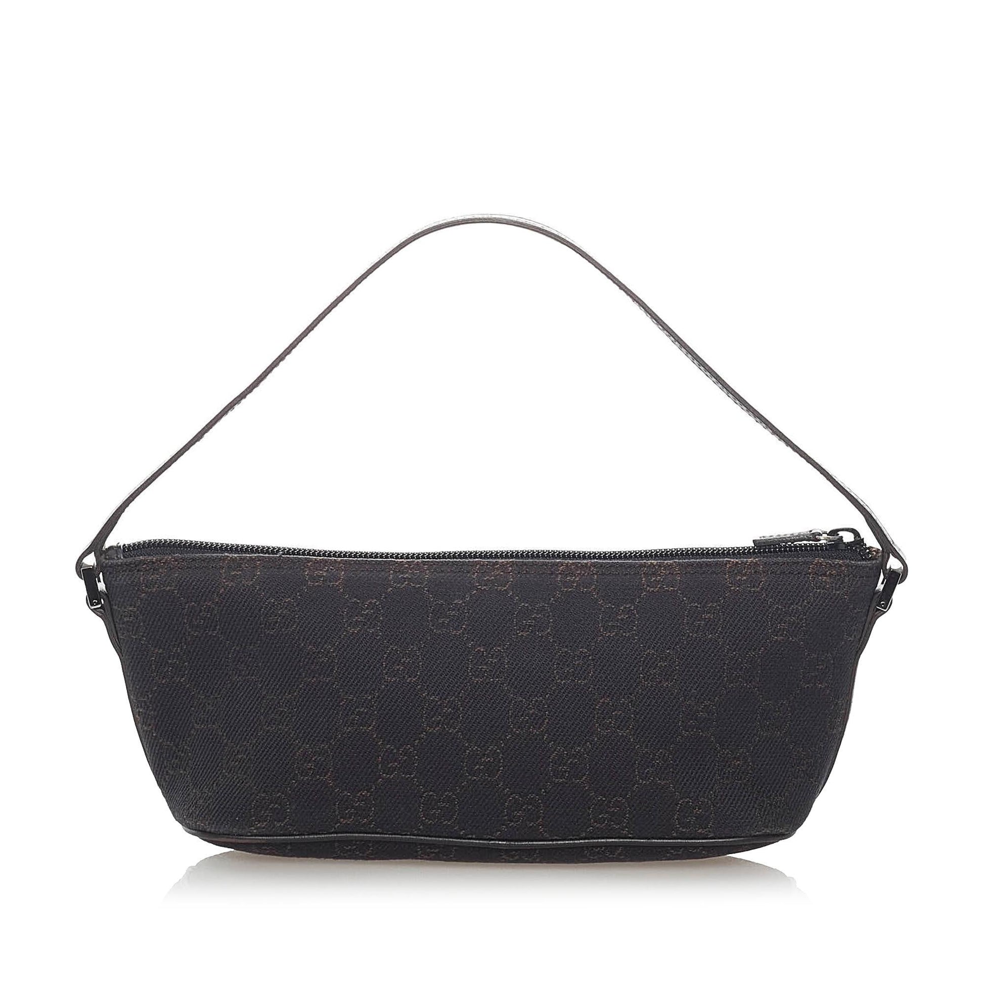 Gucci GG Boat Baguette SHG Canvas Black Handbag 14