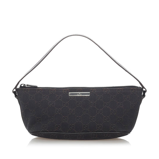 Gucci GG Boat Baguette SHG Canvas Black Handbag 14