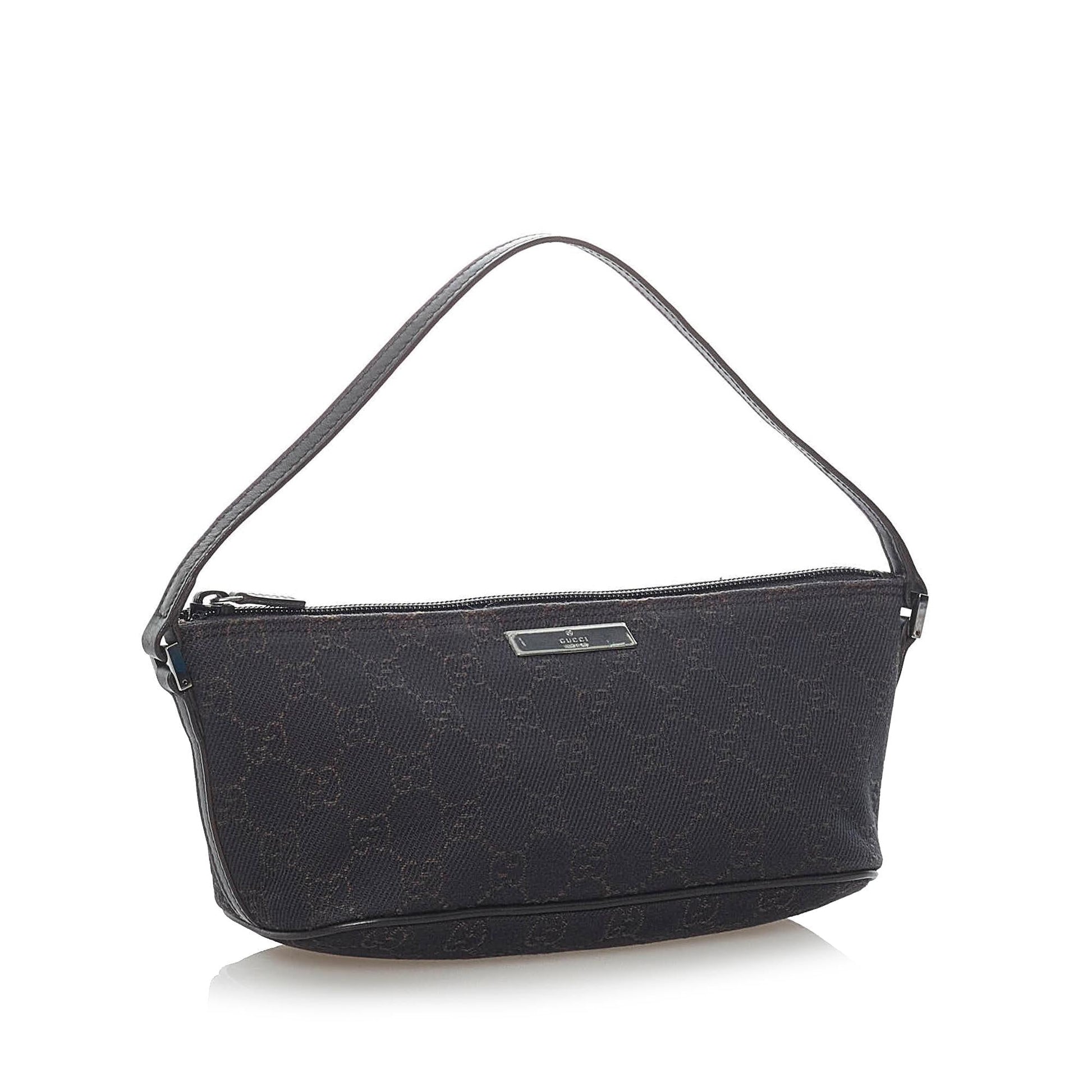 Gucci GG Boat Baguette SHG Canvas Black Handbag 14