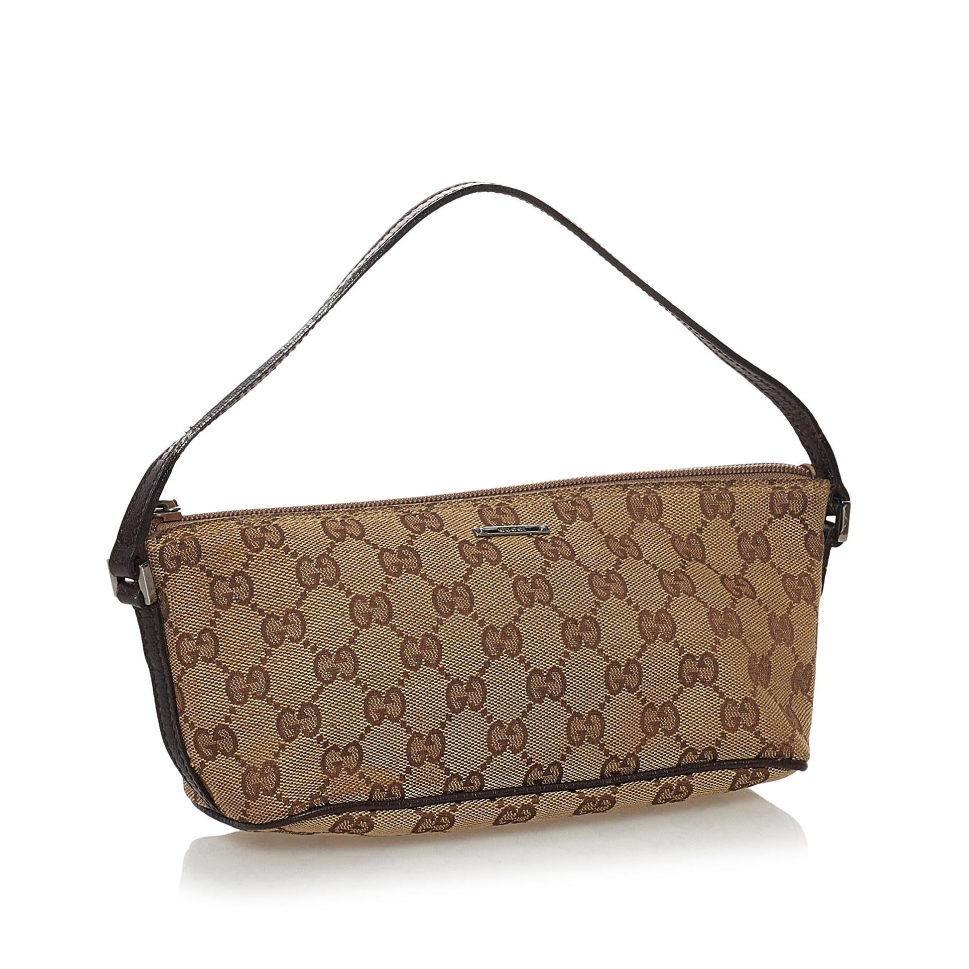 Gucci GG Boat Baguette SHG Canvas Brown Handbag 15