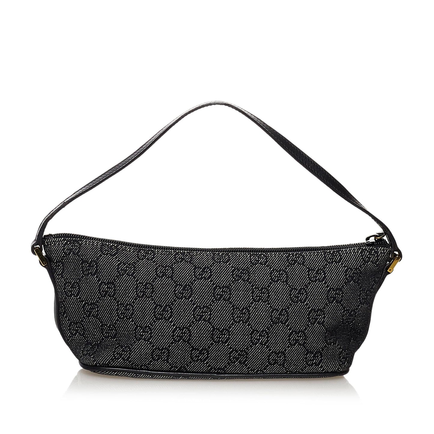 Gucci GG Boat Baguette SHG Canvas Grey Handbag Baguette Shg