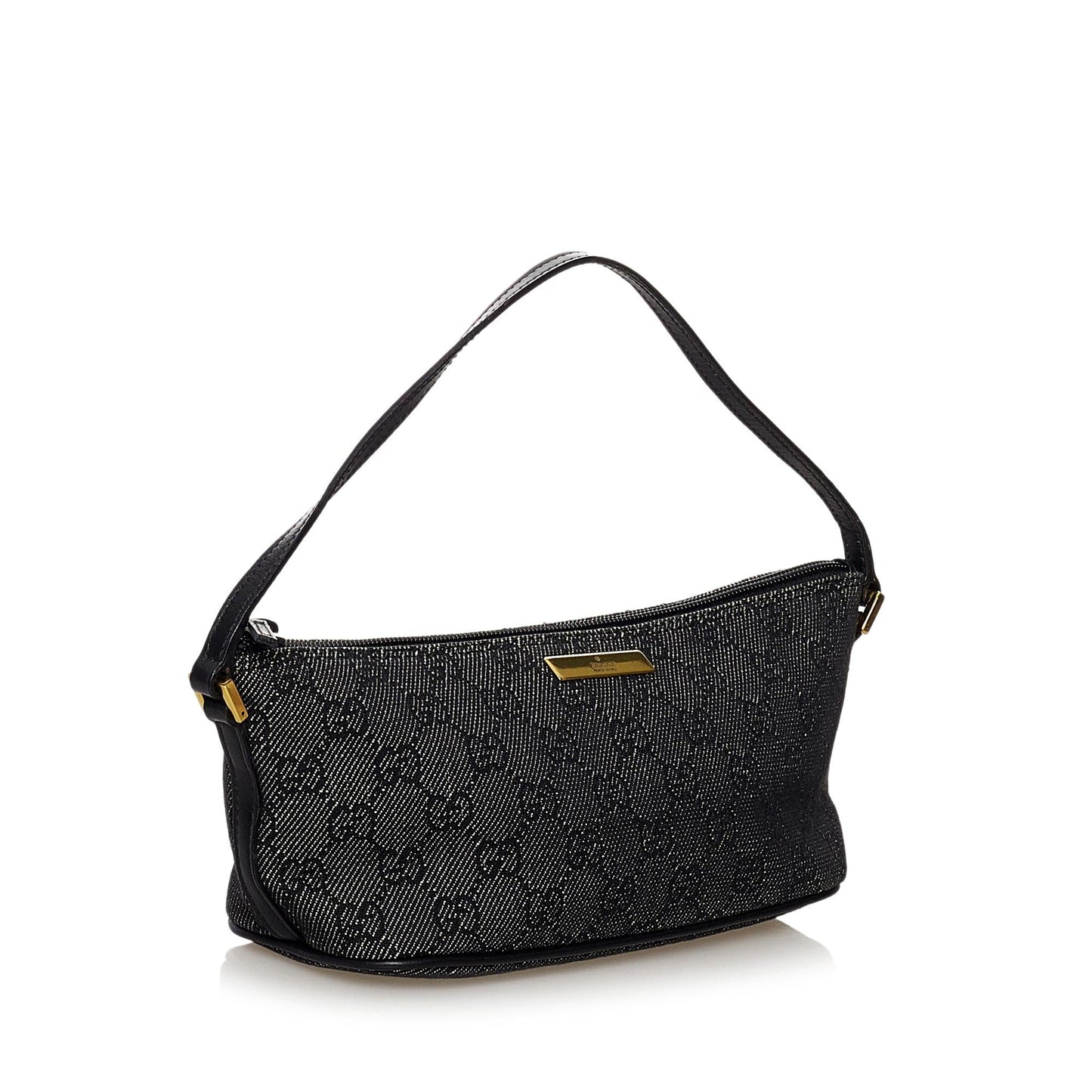 Gucci GG Boat Baguette SHG Canvas Grey Handbag Baguette Shg