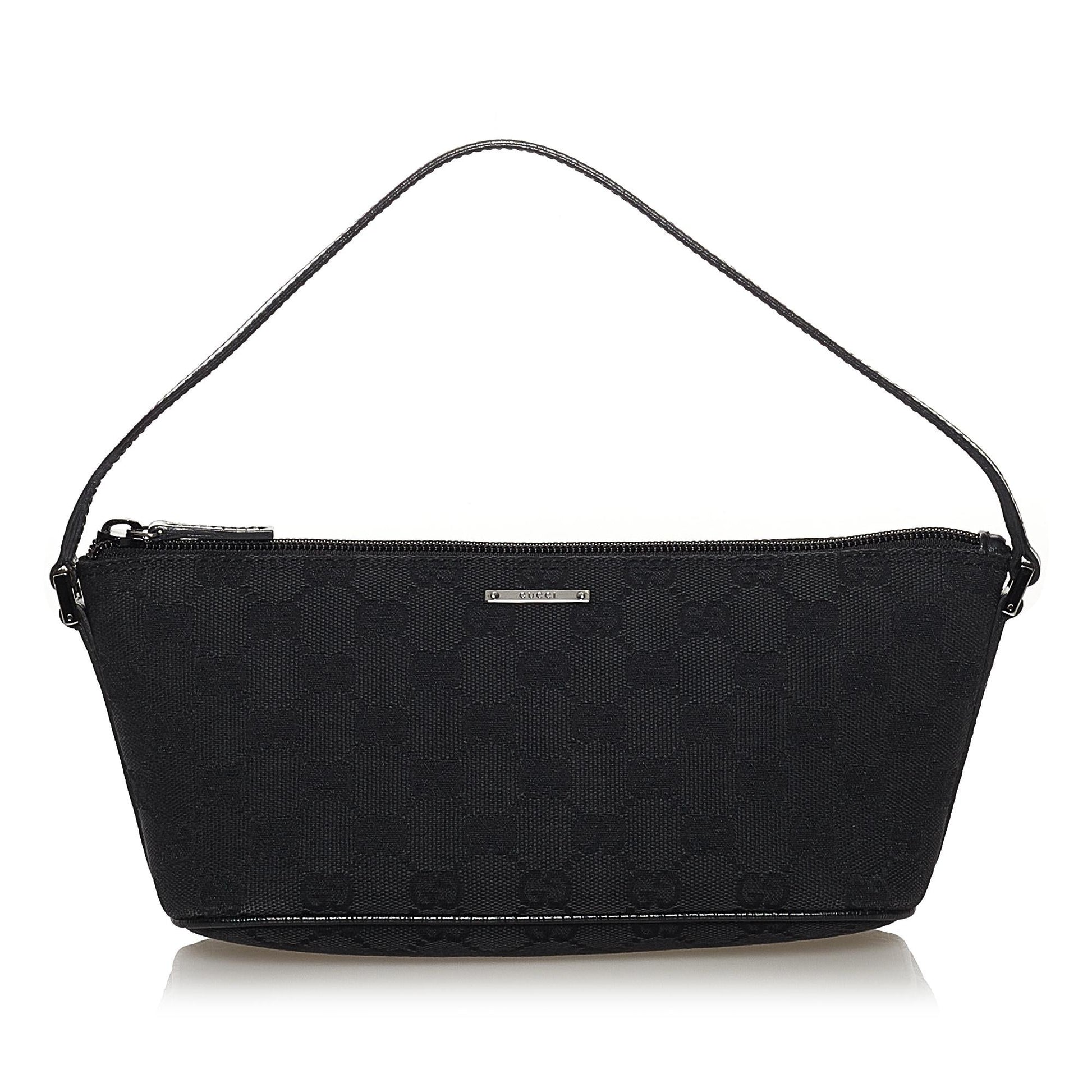 Gucci GG Boat Baguette SHG Canvas Black Handbag 15