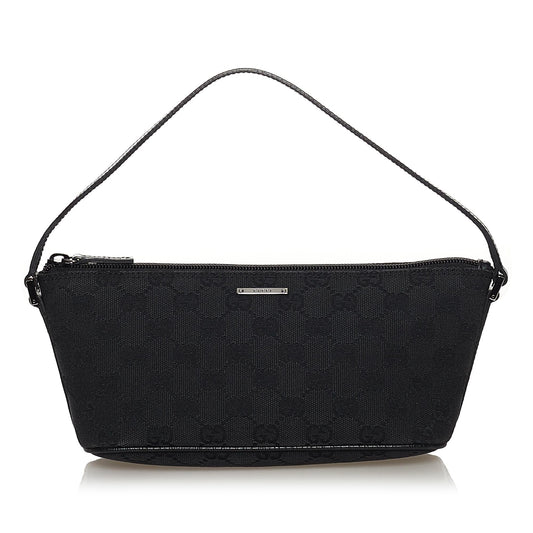 Gucci GG Boat Baguette SHG Canvas Black Handbag 15