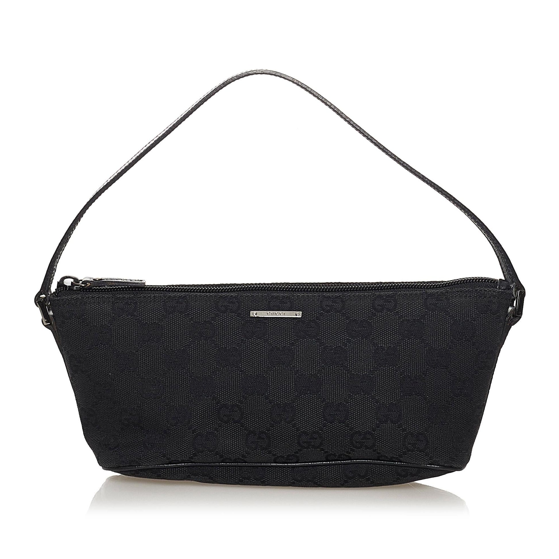 Gucci GG Boat Baguette SHG Canvas Black Handbag 16
